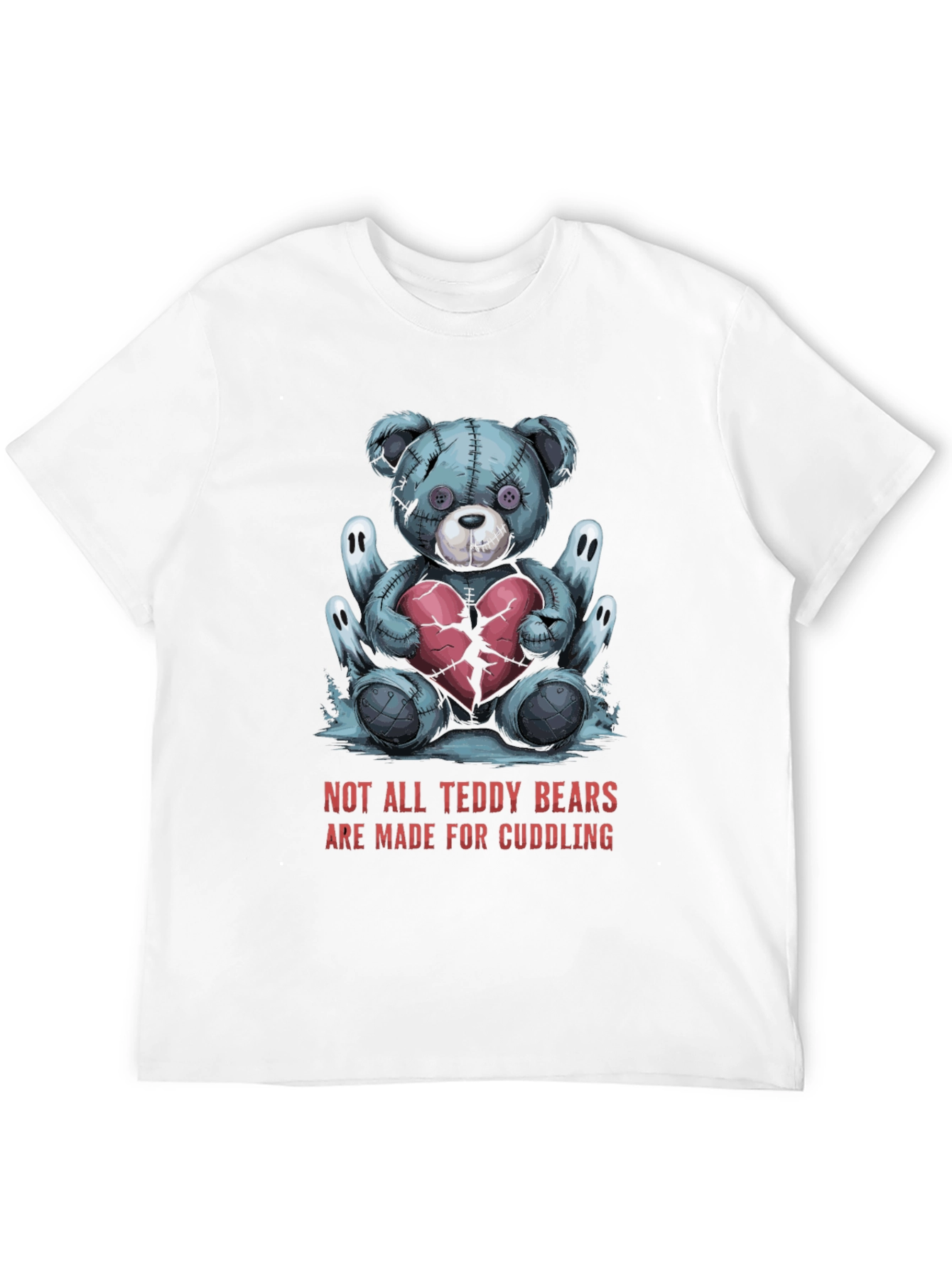 Black Creepy Teddy Bear Graphic Tee - Not for Cuddling! view 12