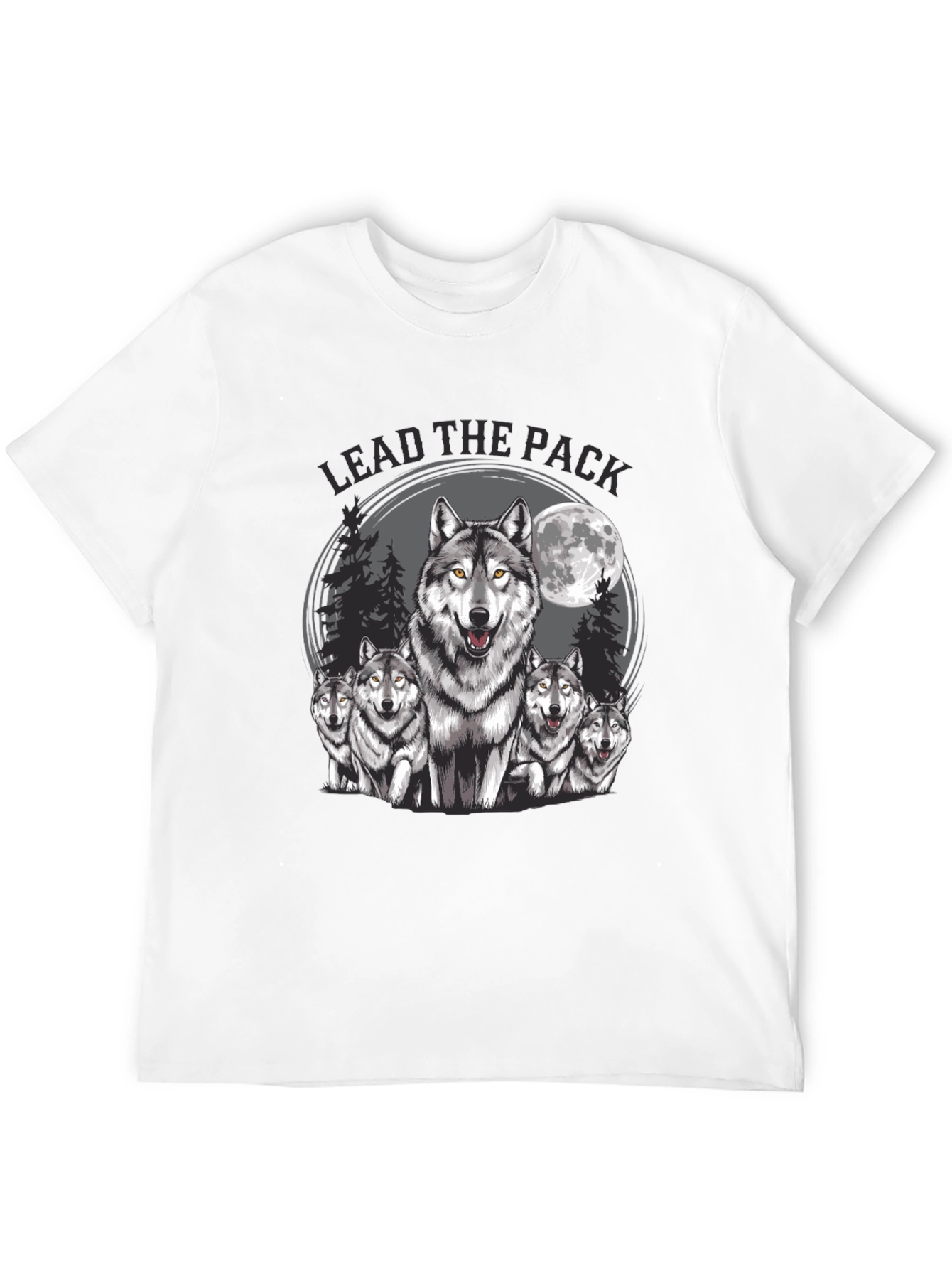 Black Lead the Pack Wolf Graphic T-Shirt view 12