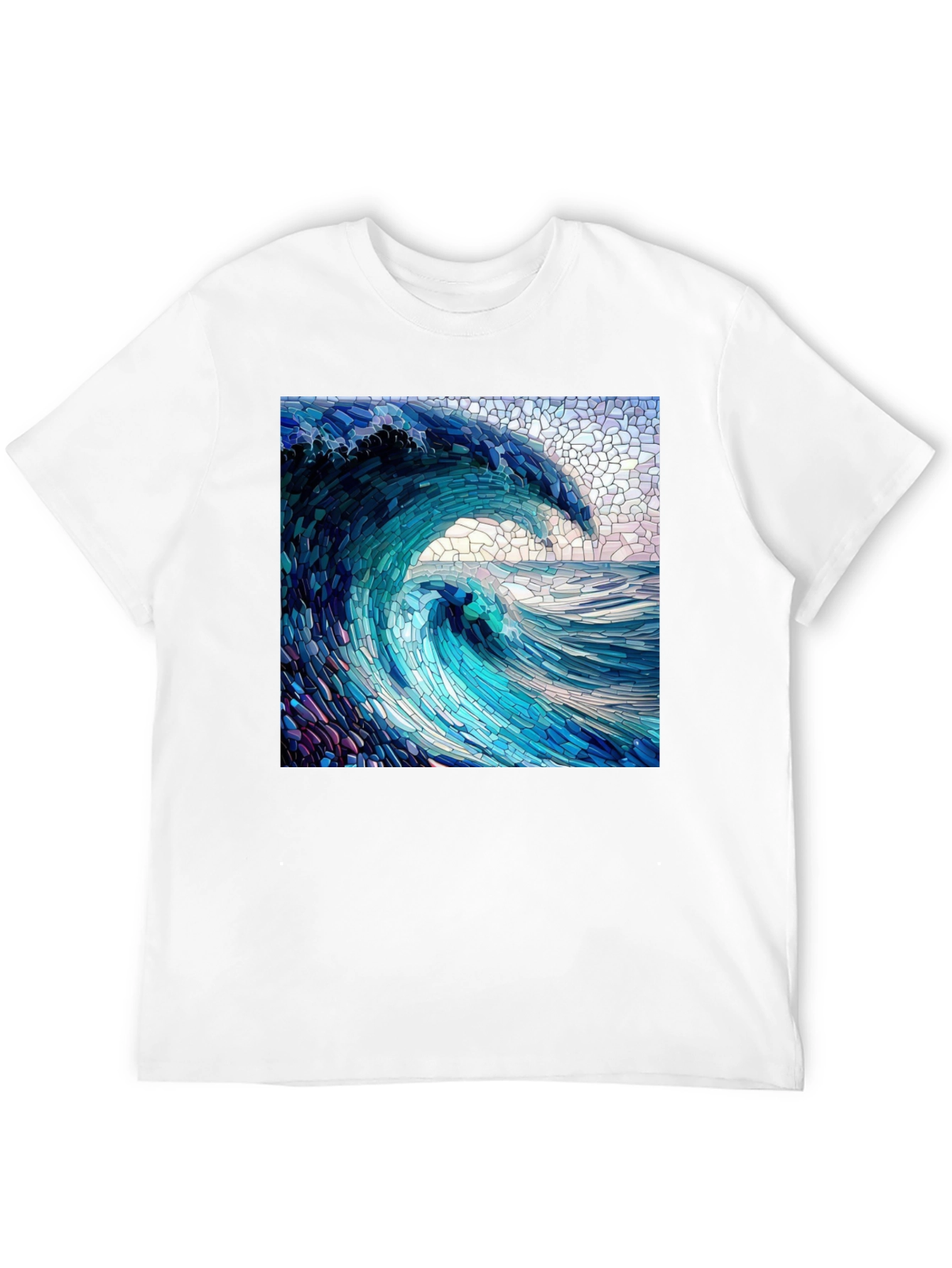 Black Ocean Wave Mosaic Graphic Tee - Unique Design view 12