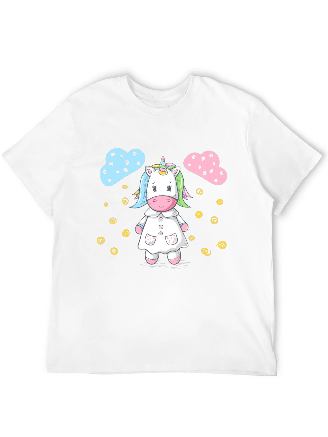 Black Cute Unicorn Cartoon Print Black T-Shirt view 12