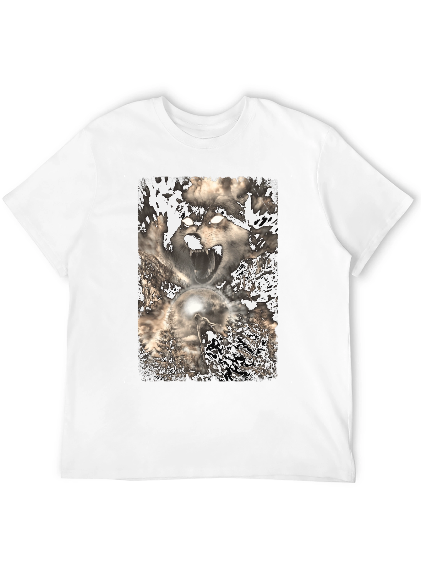 Black Wolf Graphic Print Tee - Black view 12