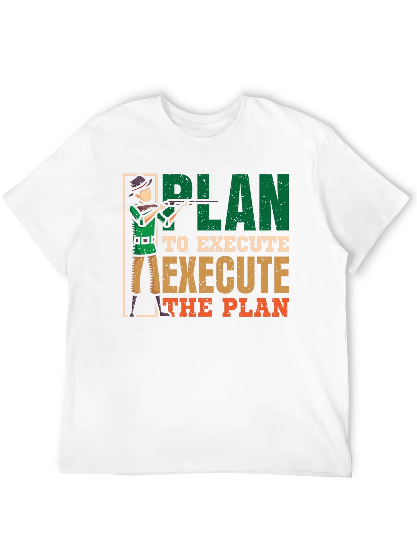 Black Plan to Execute Funny Hunting Graphic T-Shirt view 12