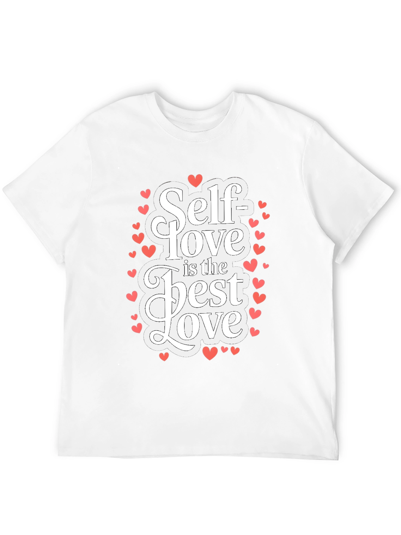 Black Self Love T-Shirt - Black Cotton Tee with Heart Accents view 12