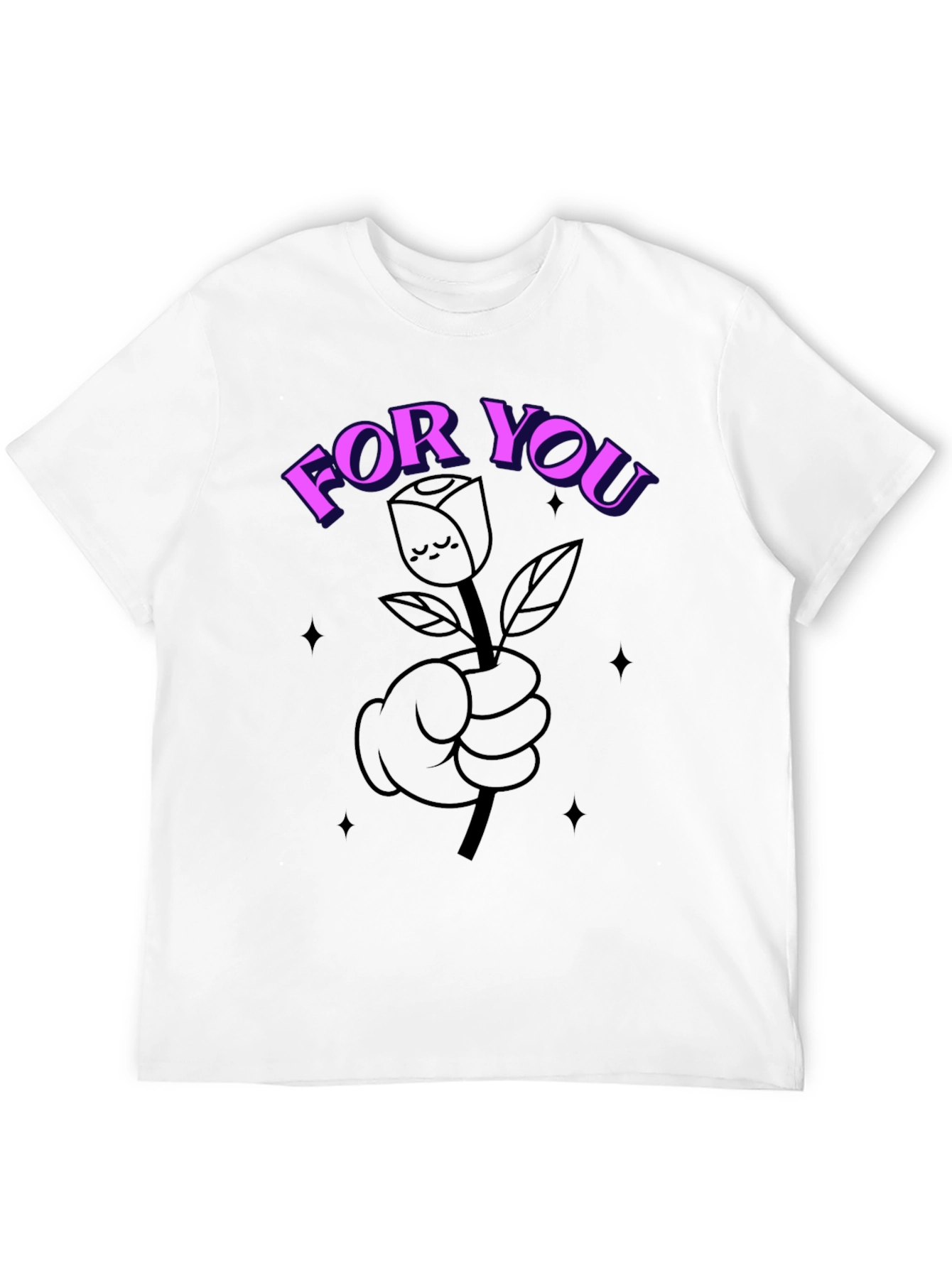 Black Cartoon Rose For You Black T-Shirt view 12
