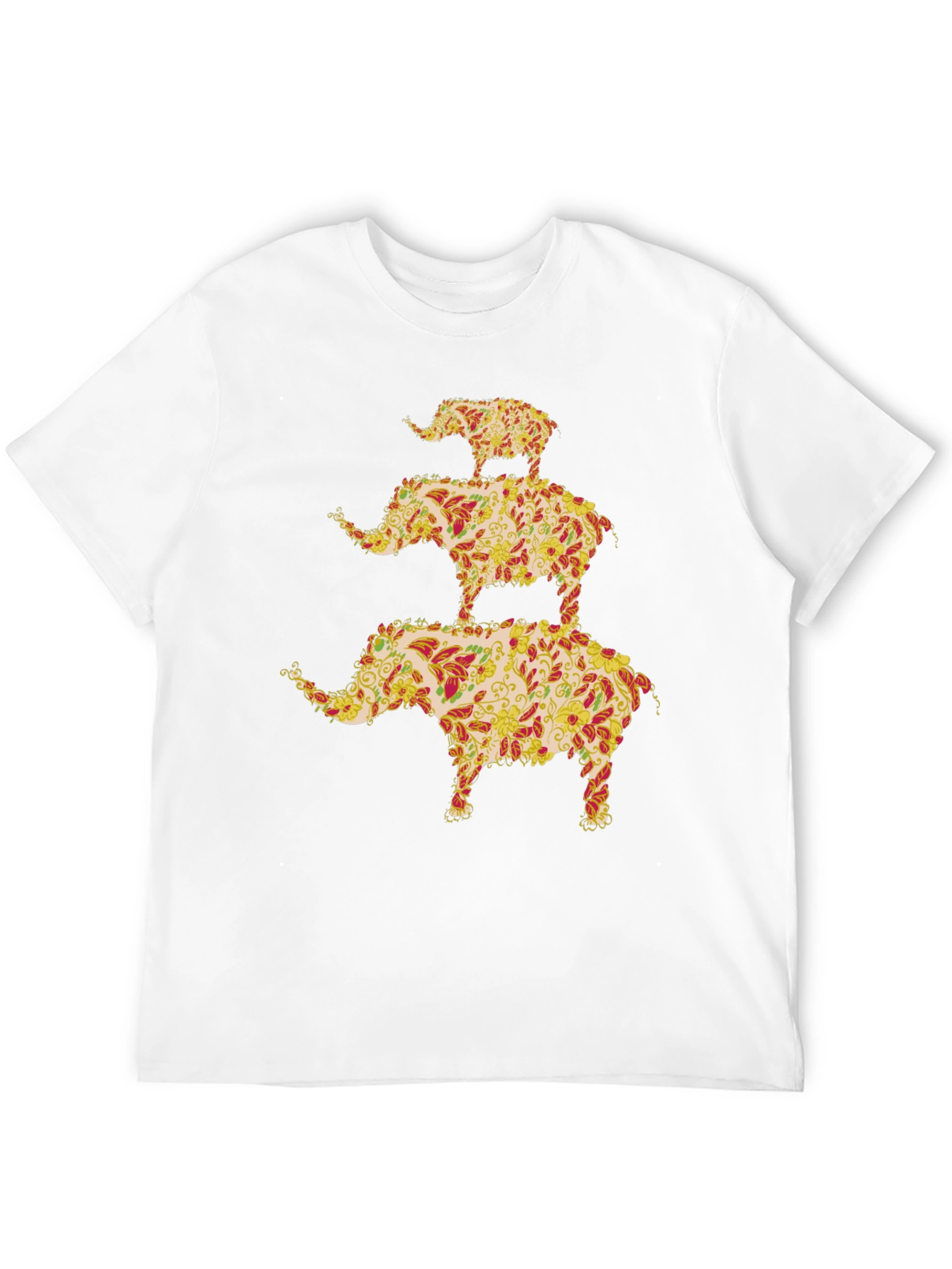 Black Elephant Stack Graphic Tee - Unique Men's Black T-Shirt view 12