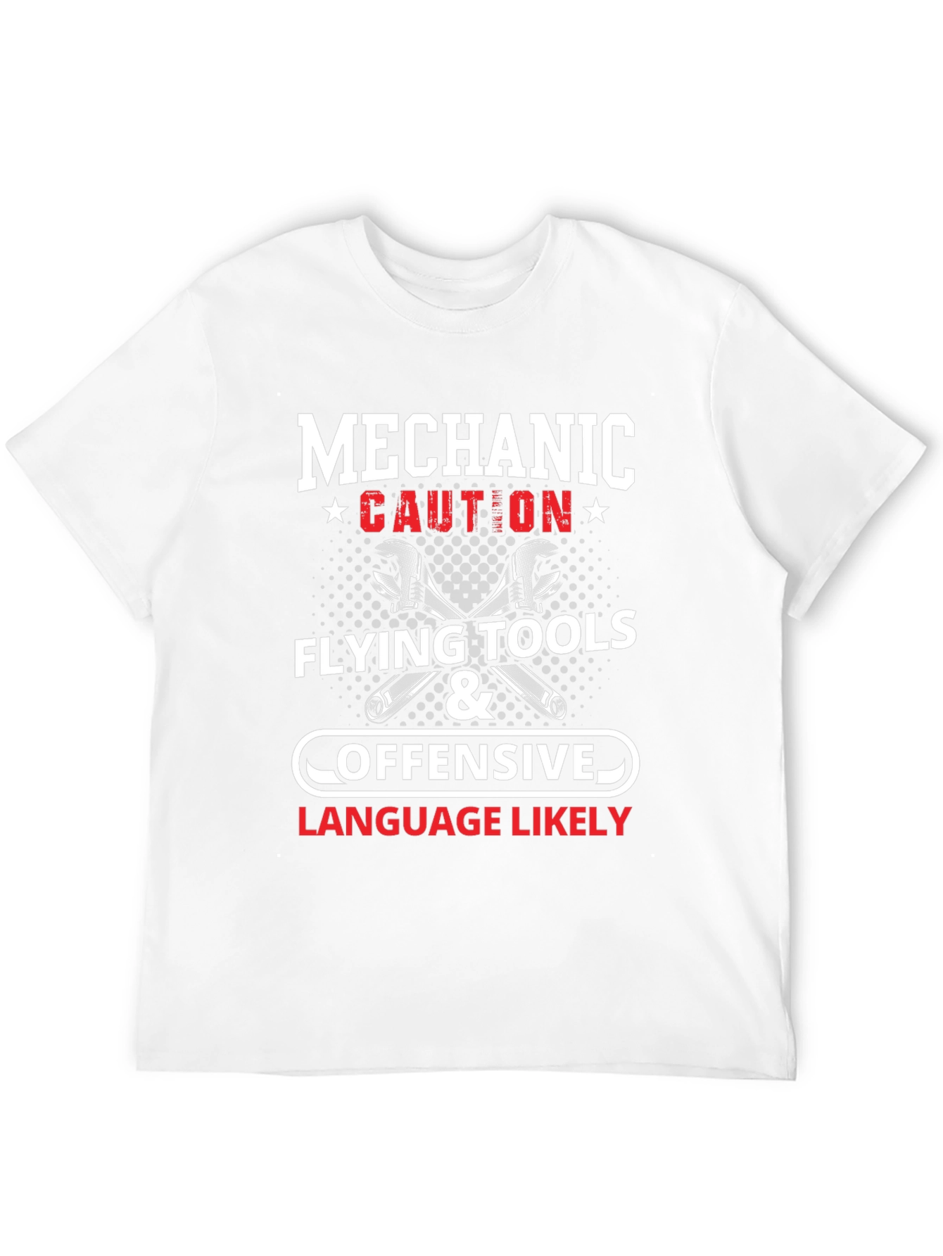 Black Mechanic Caution Flying Tools & Offensive Language Likely T-Shirt view 12