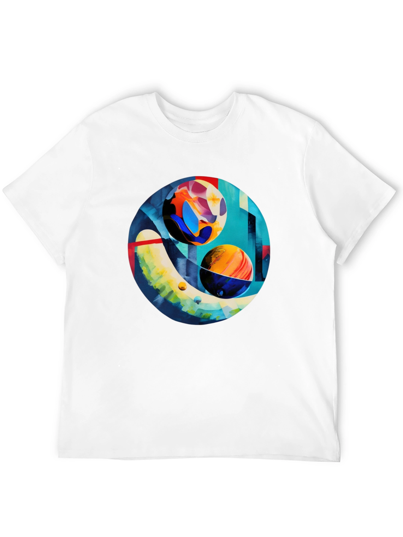 Black Abstract Planet Art Print Black T-Shirt view 12