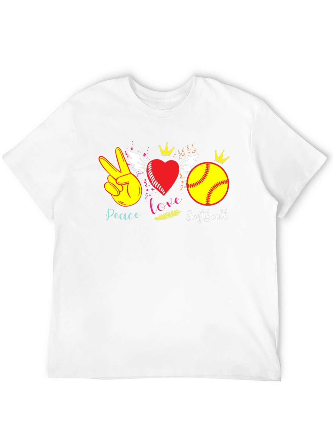 Black Peace Love Softball T-Shirt view 12