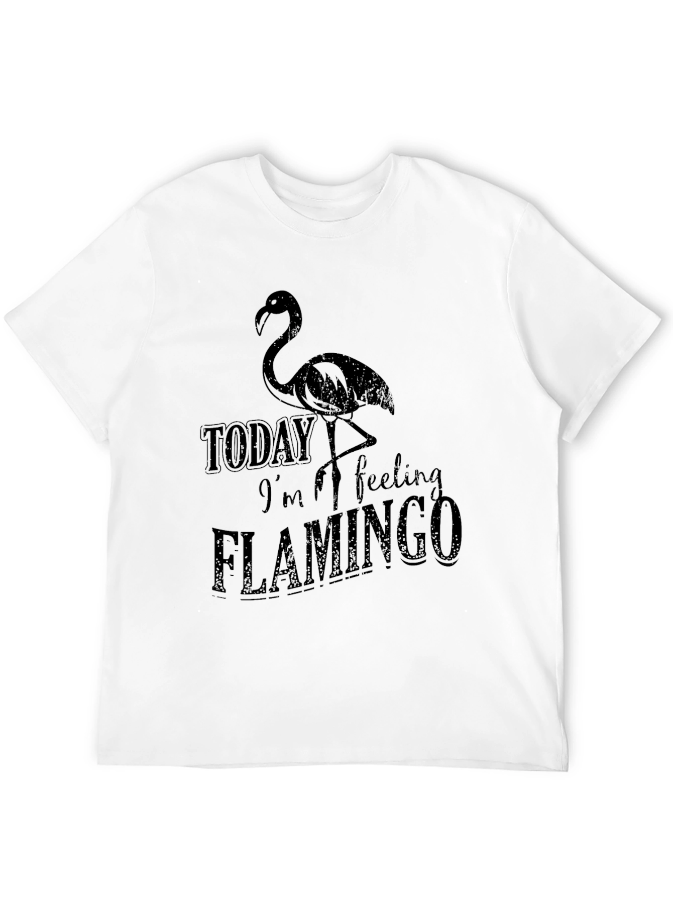 Black Today I'm Feeling Flamingo Black T-Shirt view 12