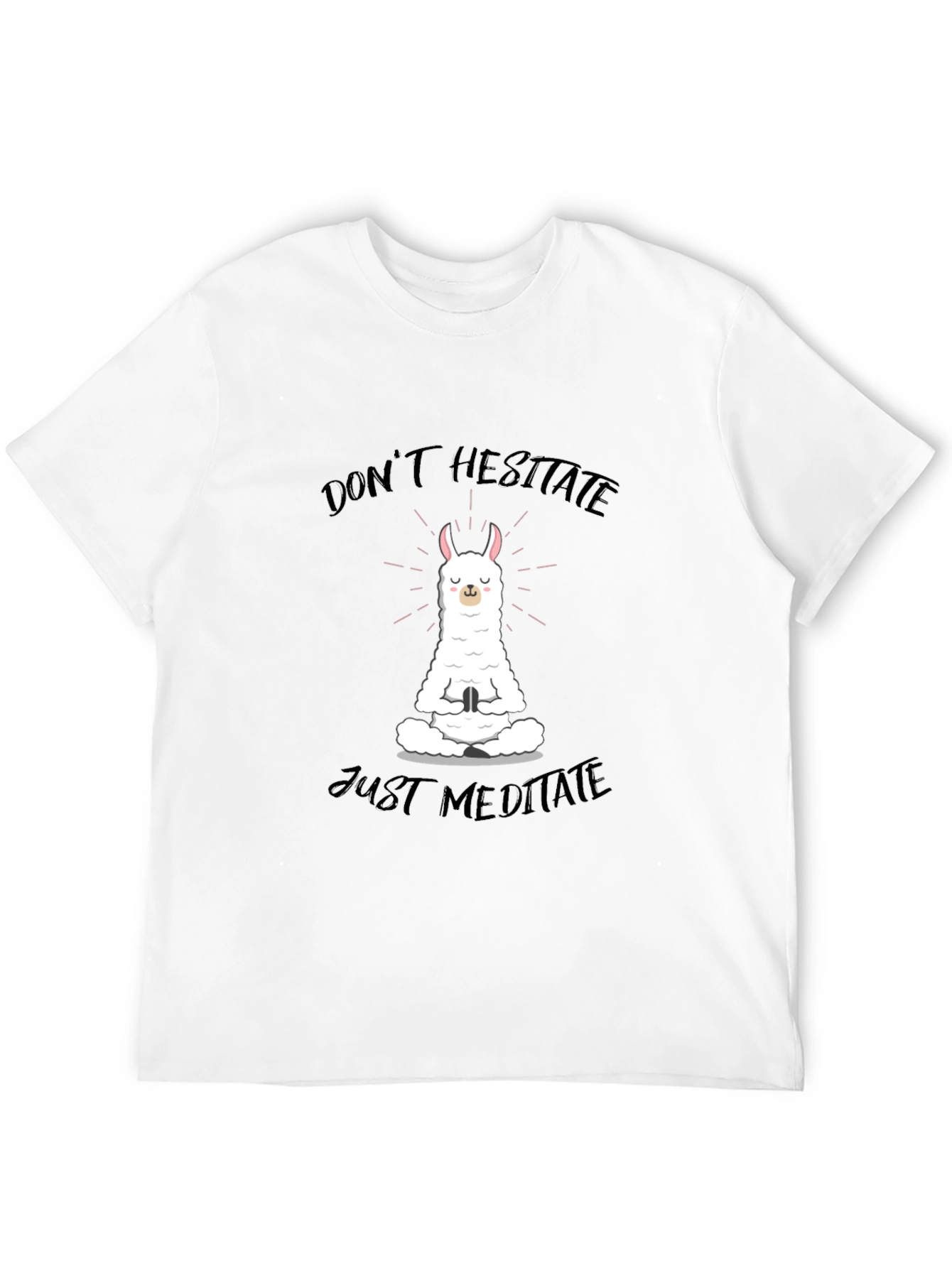 Black Meditating Llama Graphic Tee - Don't Hesitate, Just Meditate view 12