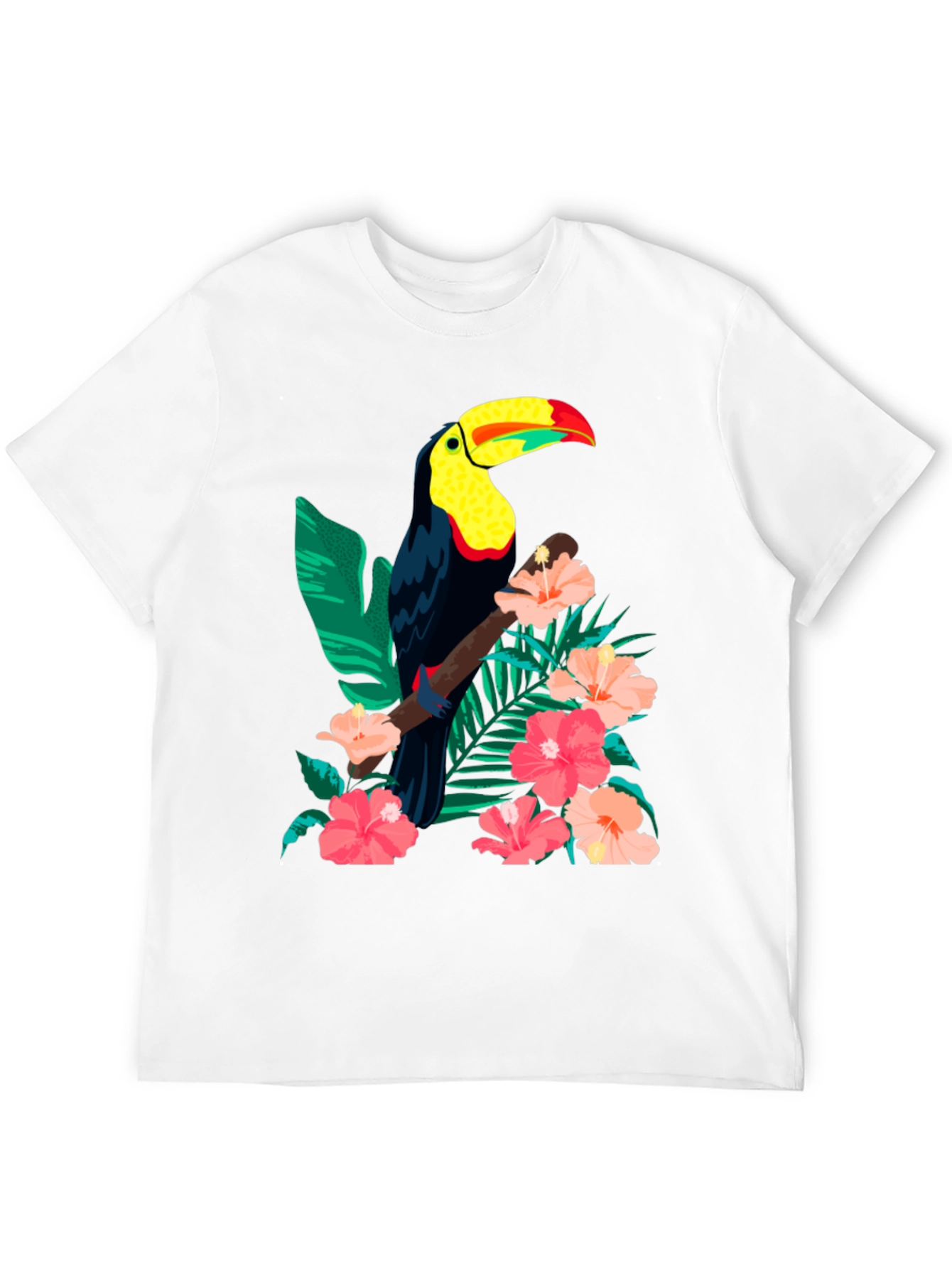 Black Toucan & Floral Print Black T-Shirt view 12