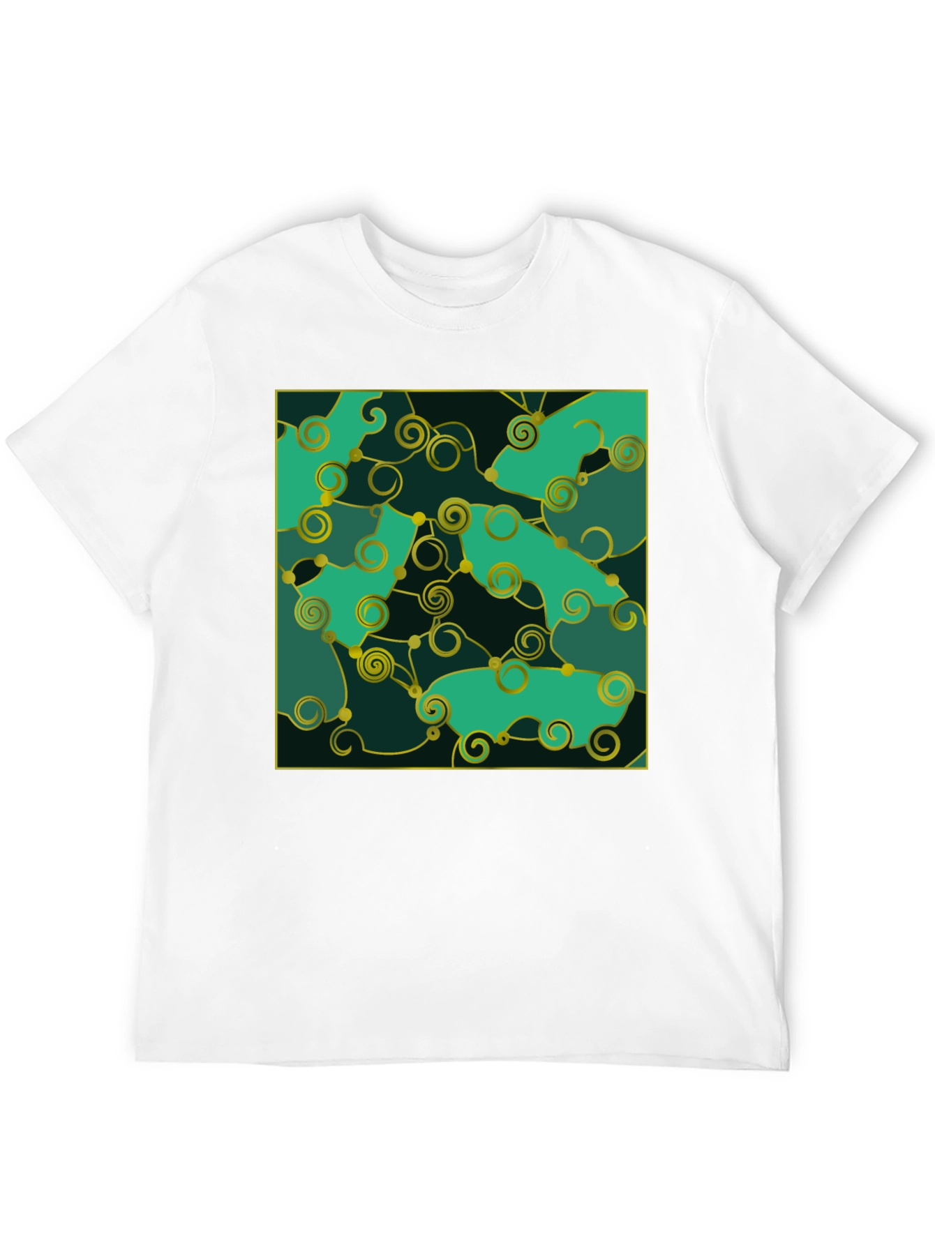 Black Emerald Green Swirls Tee view 12