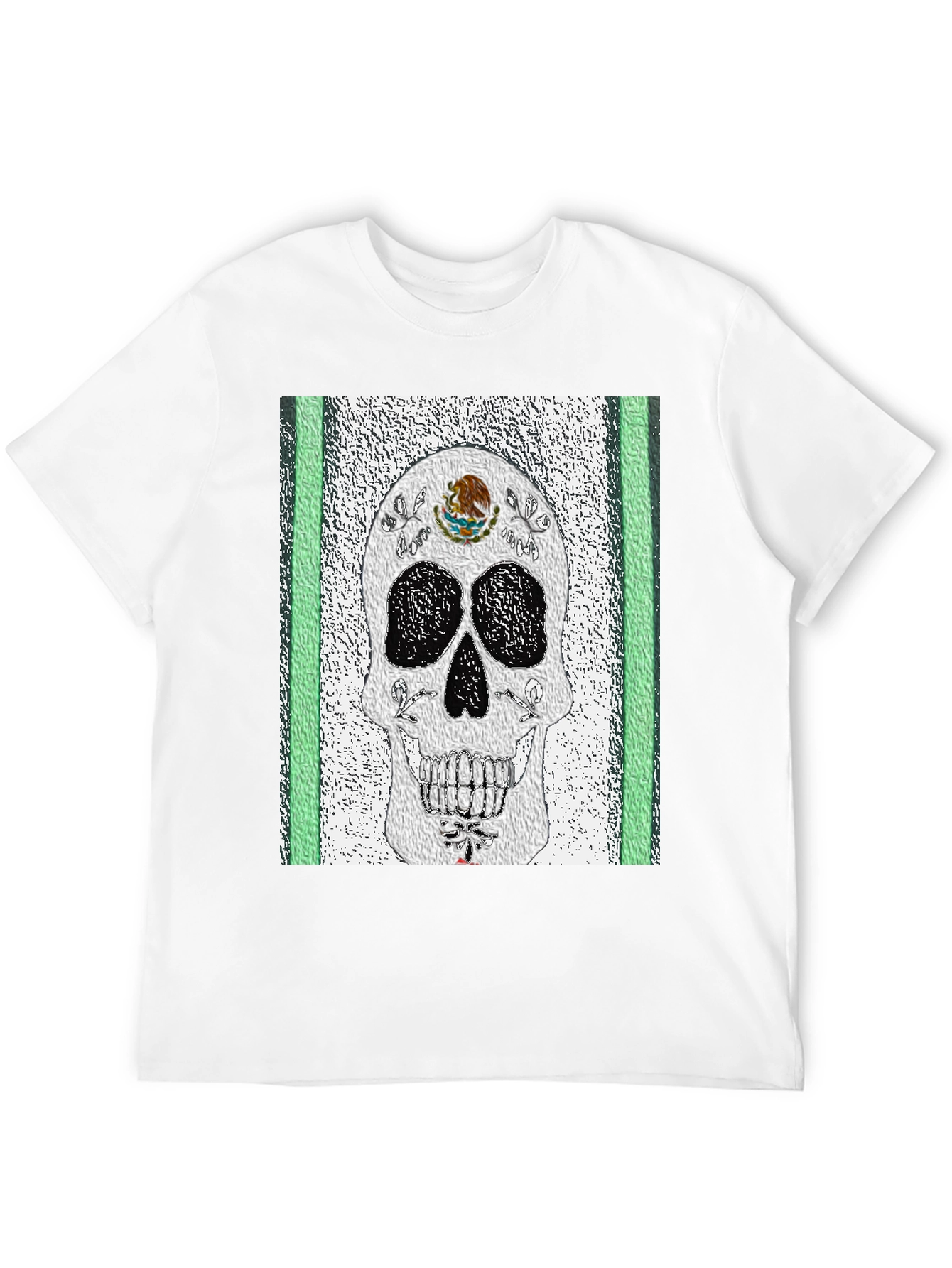 Black Mexican Flag Sugar Skull T-Shirt view 12