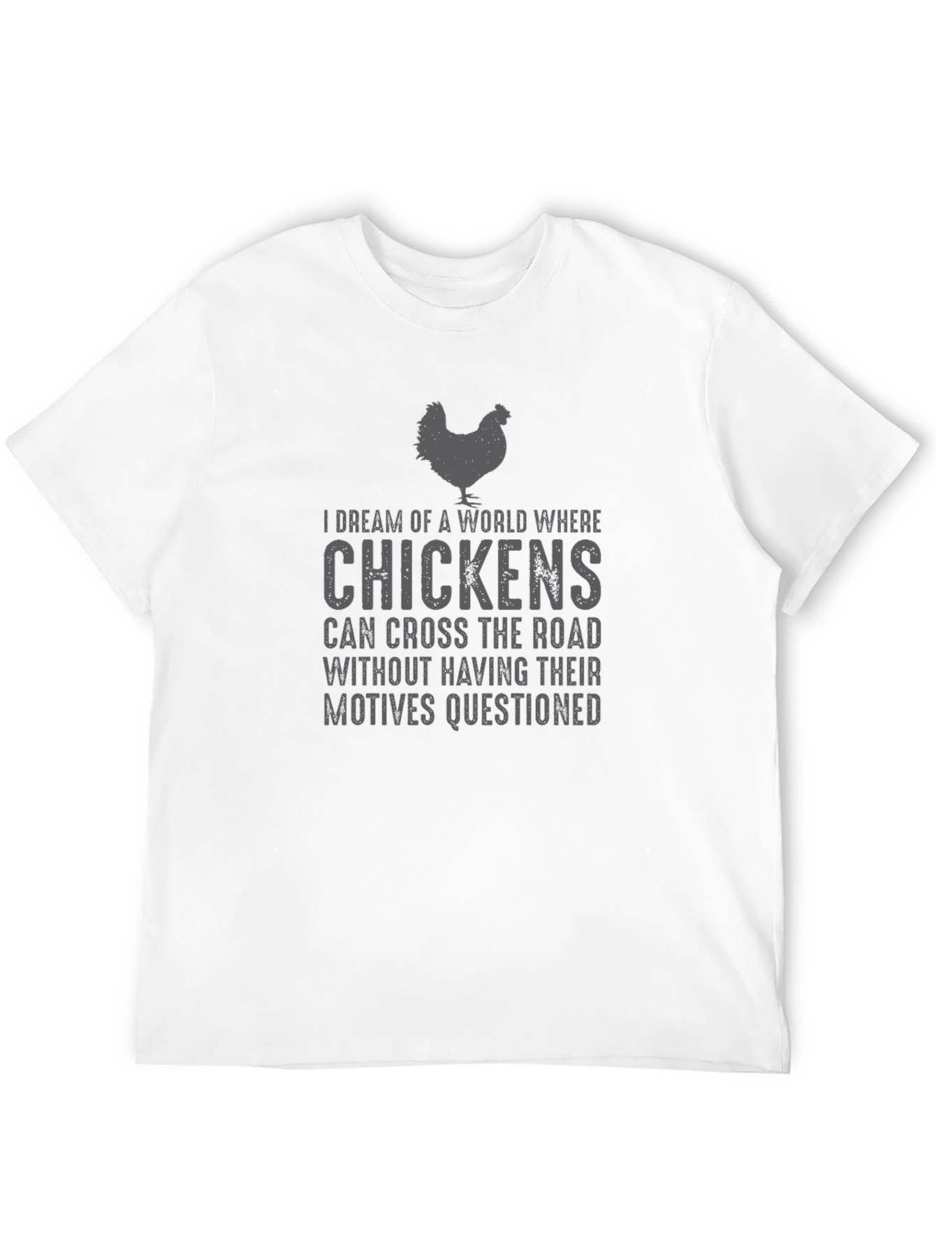 Black Chicken Road Crossing T-Shirt - Funny Graphic Tee view 12