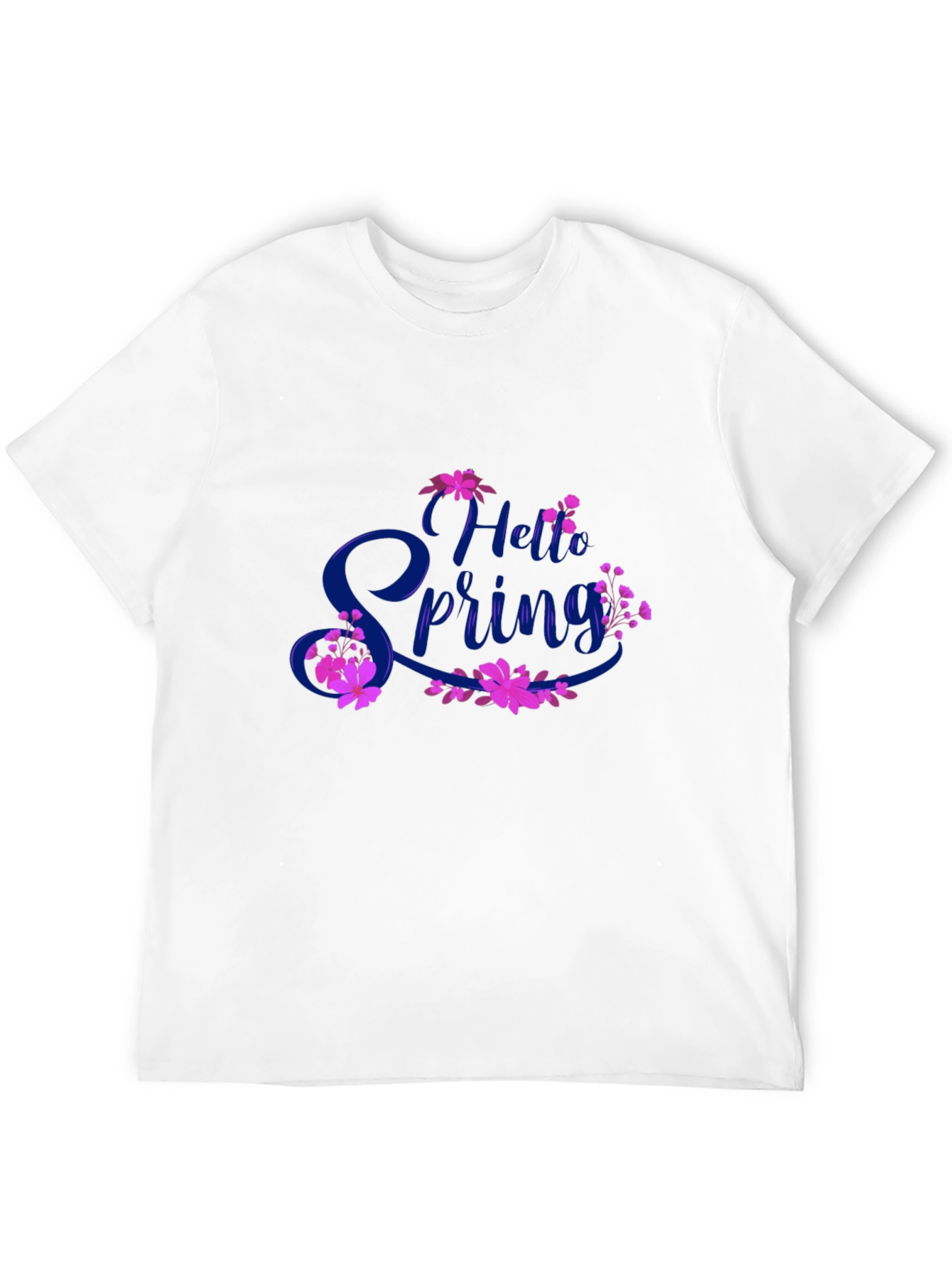 Black Hello Spring Black T-Shirt Floral Design view 12