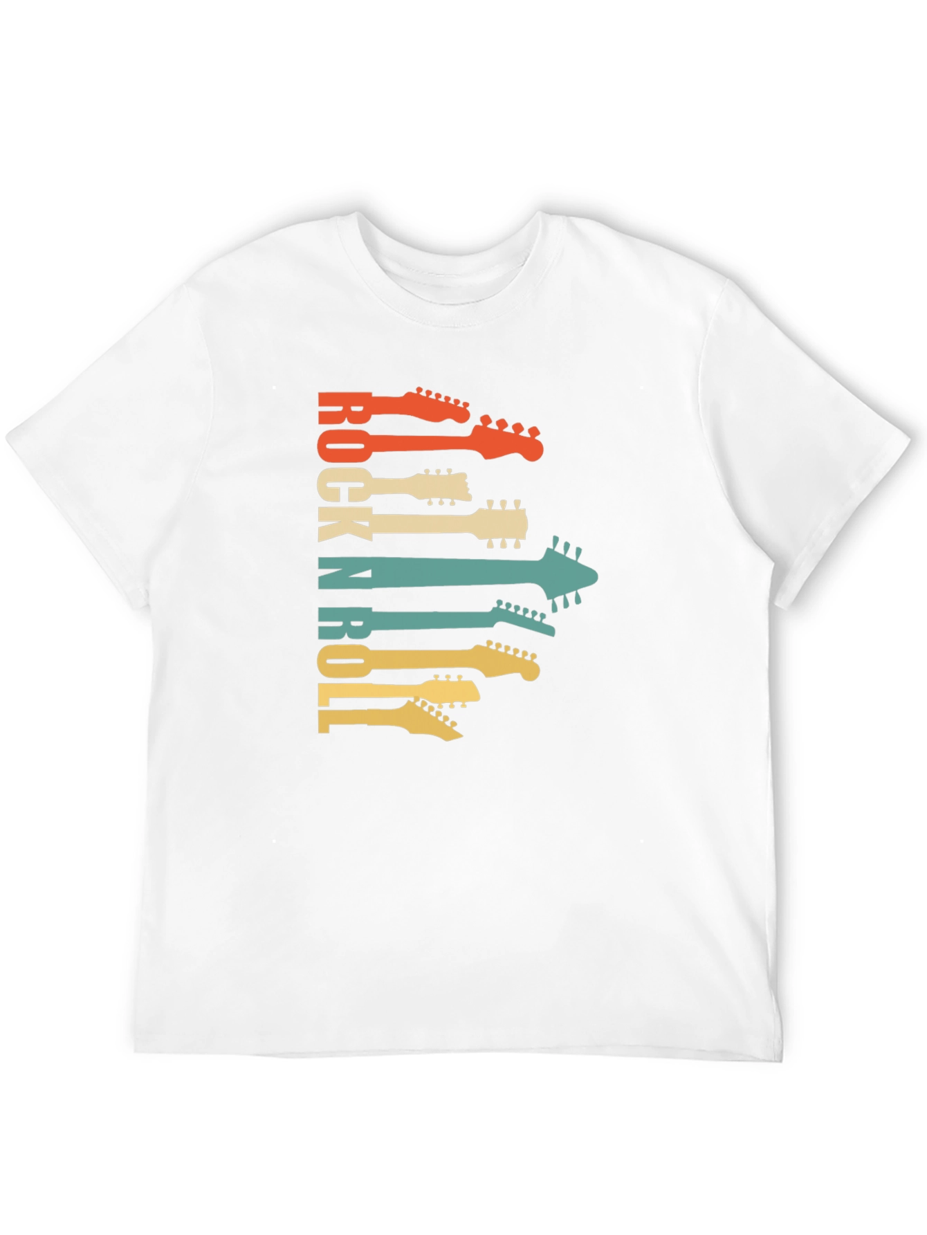 Black Retro Rock N Roll Guitar Head T-Shirt view 12