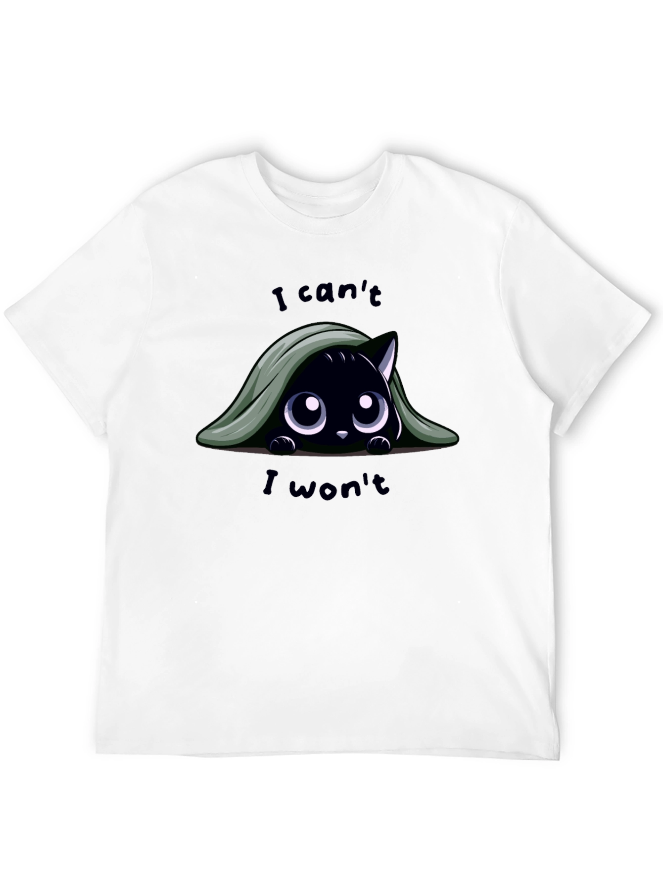 Black Cute Cat T-Shirt - I Can't, I Won't view 12