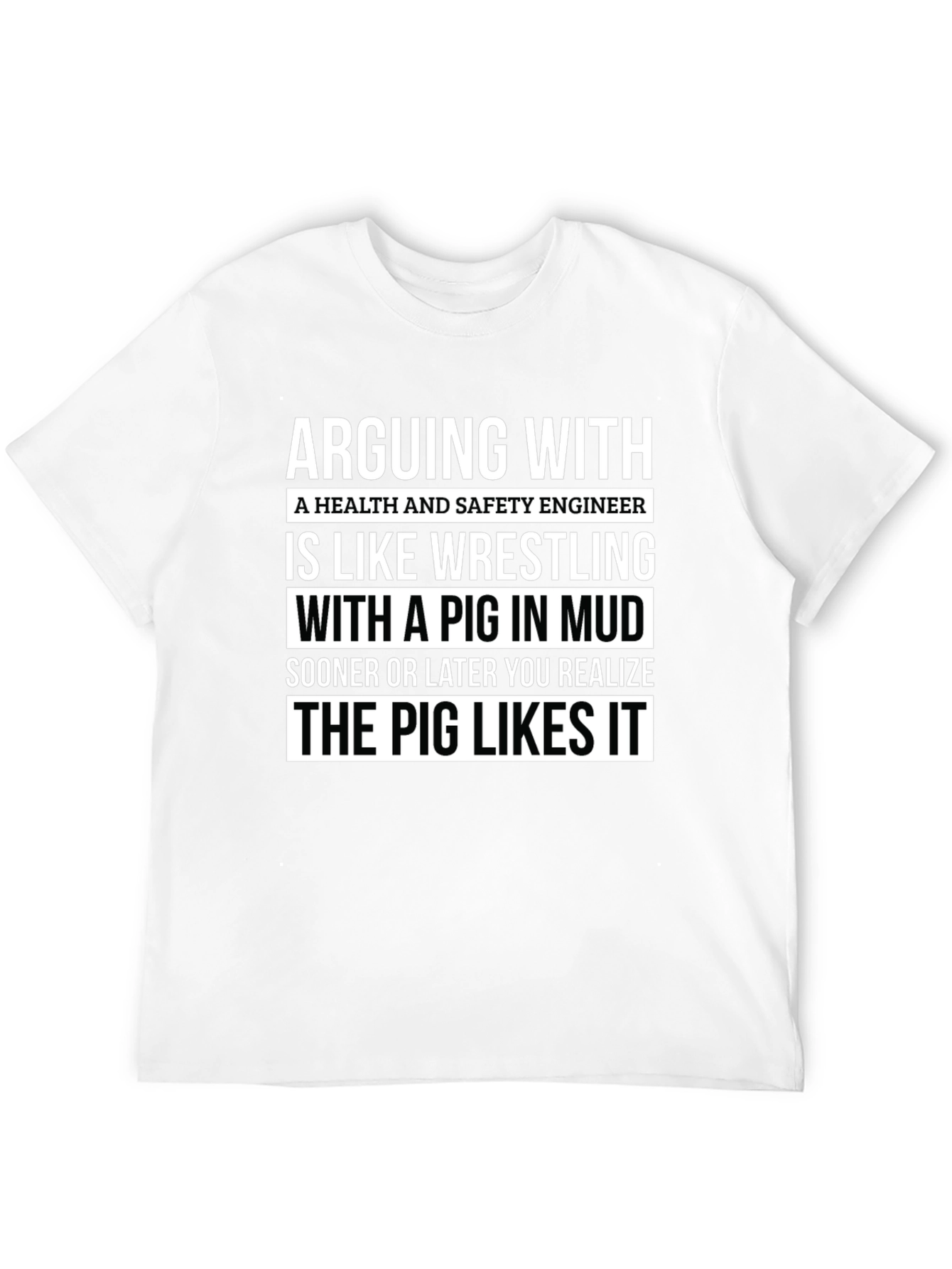 Black Health & Safety Engineer Pig in Mud T-Shirt view 12