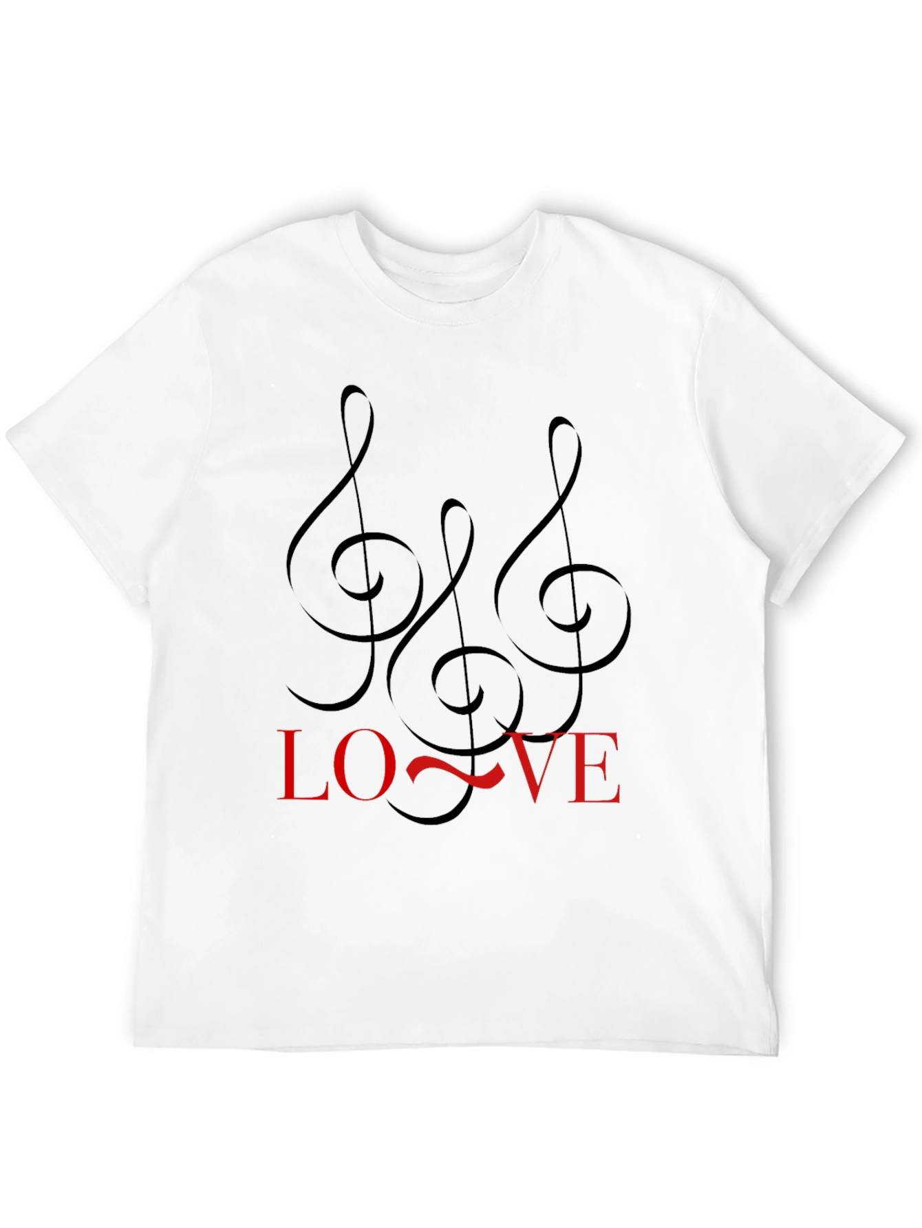 Black Music Lover Black Tee with Treble Clef Design view 12