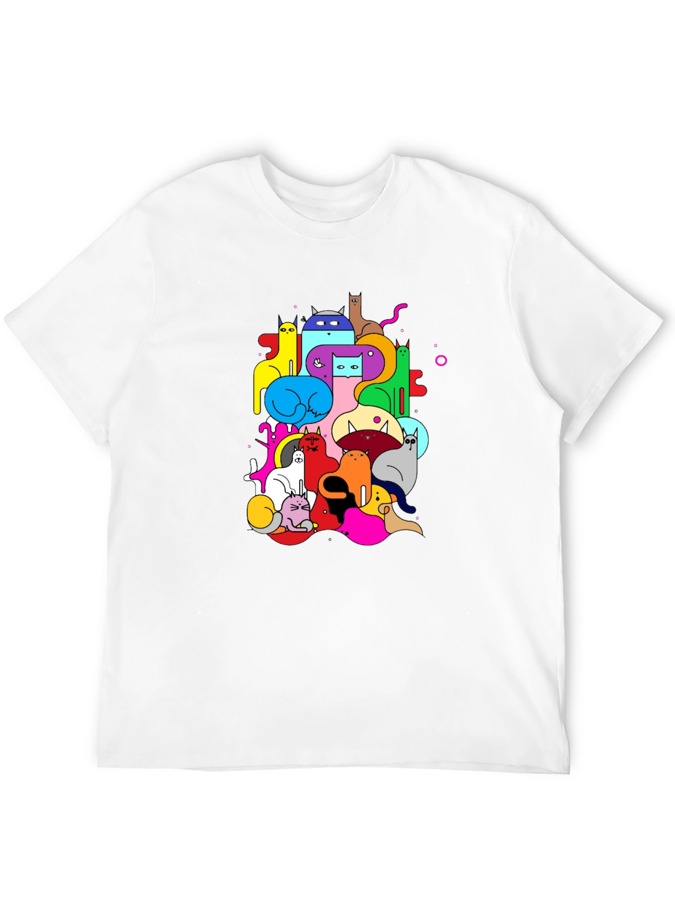 Black Colorful Cats Graphic Tee view 12