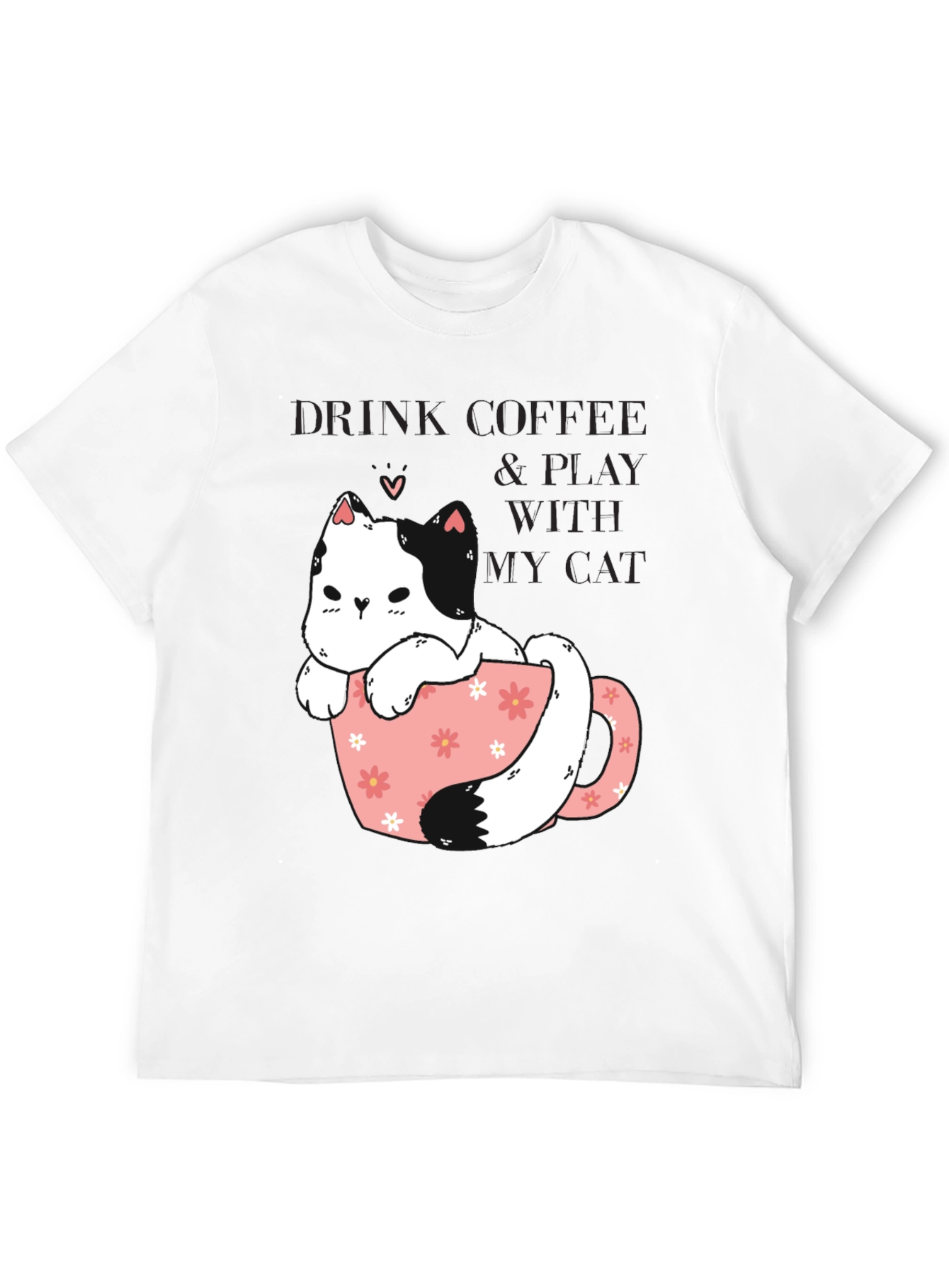 Black Drink Coffee & Play With My Cat Graphic Tee view 12
