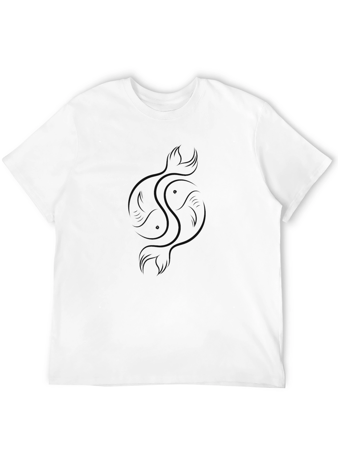 Black Men's Black Graphic Tee - Yin Yang Koi Fish view 12