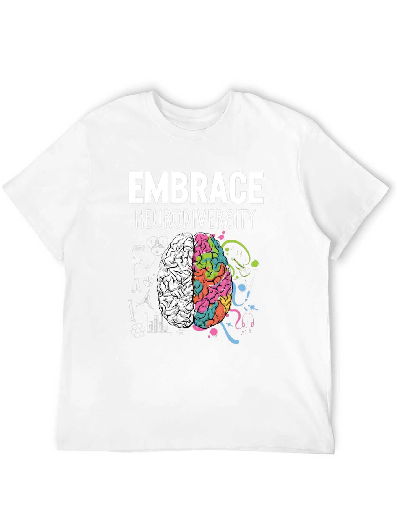 Black Embrace Neurodiversity Brain Graphic Tee view 12