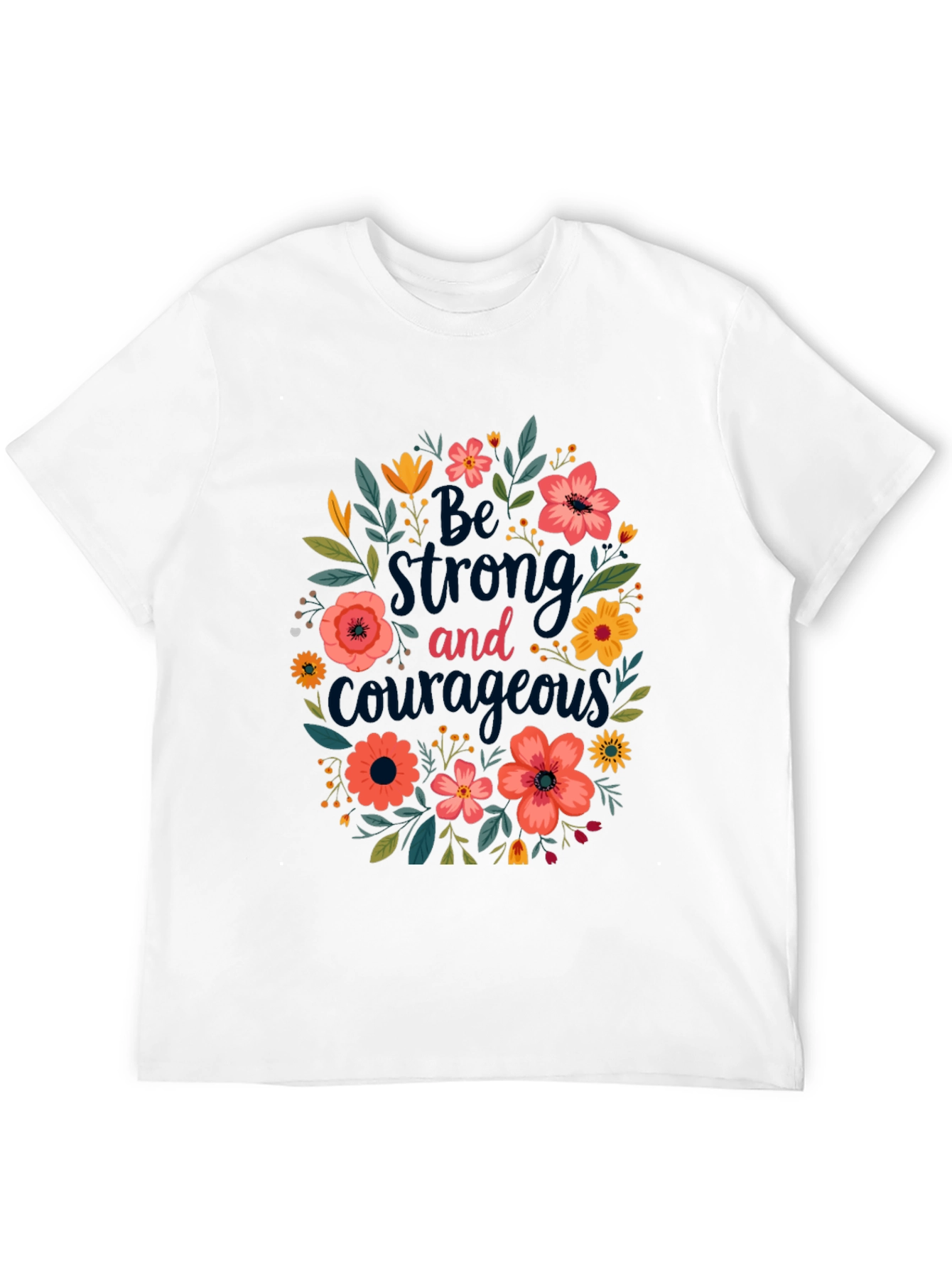 Black Floral 'Be Strong and Courageous' Graphic Tee - Black view 12