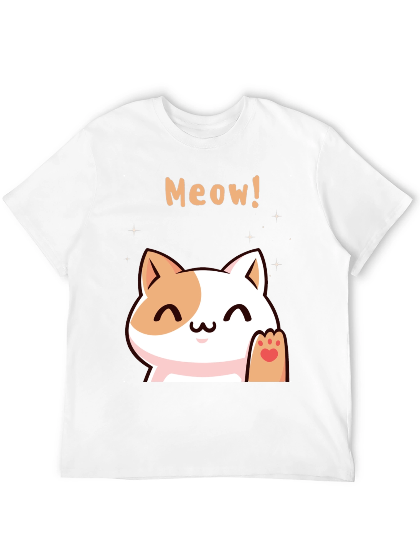 Black Cute Meow Cat Black T-Shirt view 12