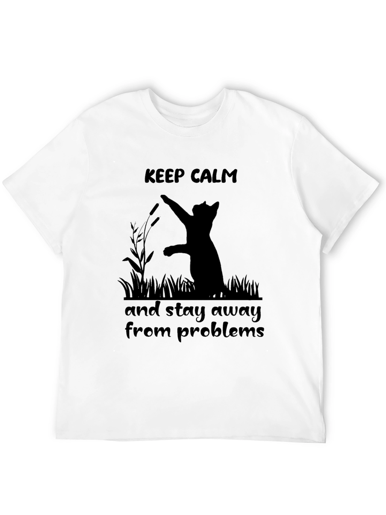 Black Keep Calm Cat T-Shirt - Stay Away From Problems view 12