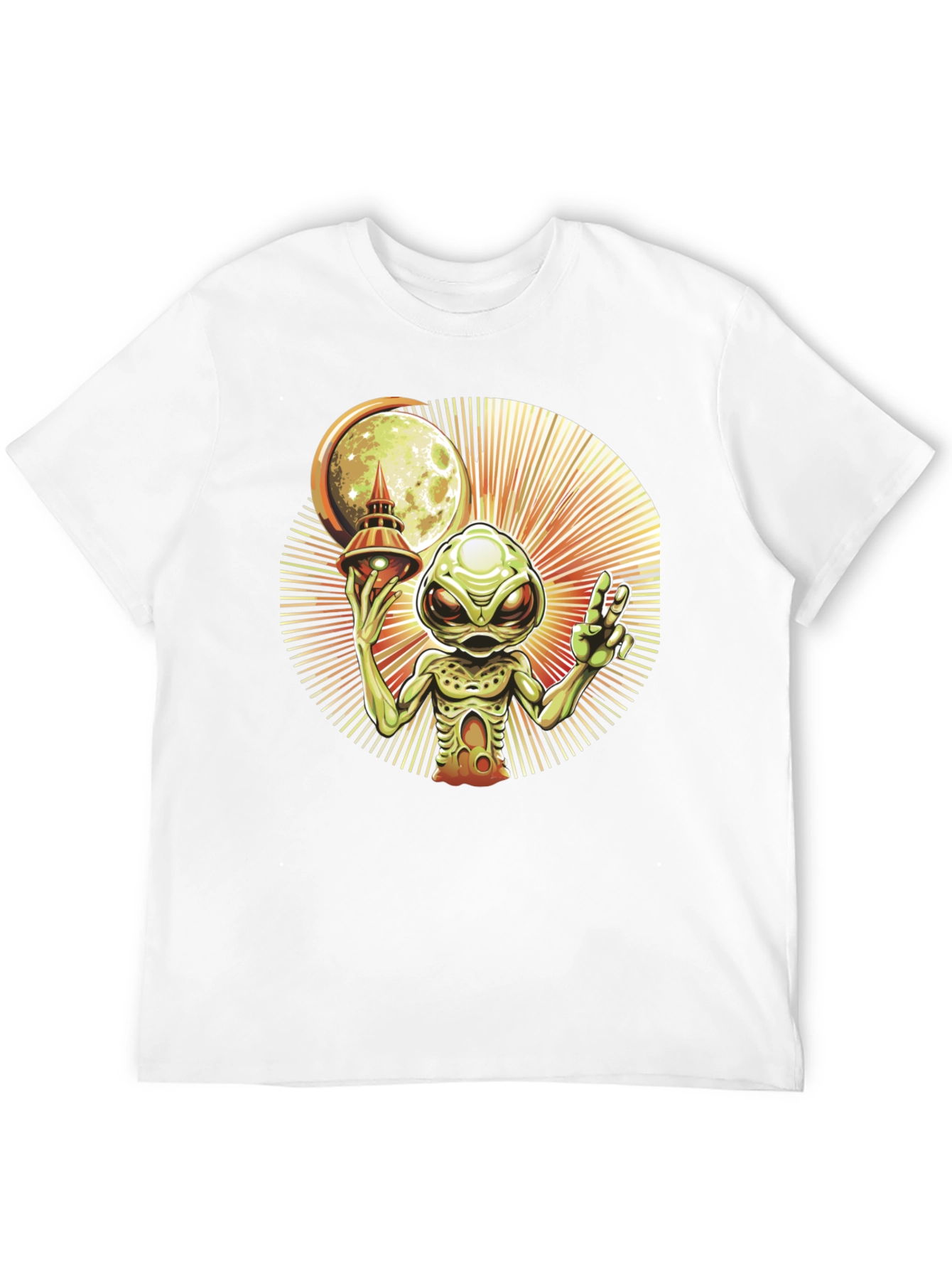 Black Alien UFO Graphic Tee - Black Cotton T-Shirt view 12