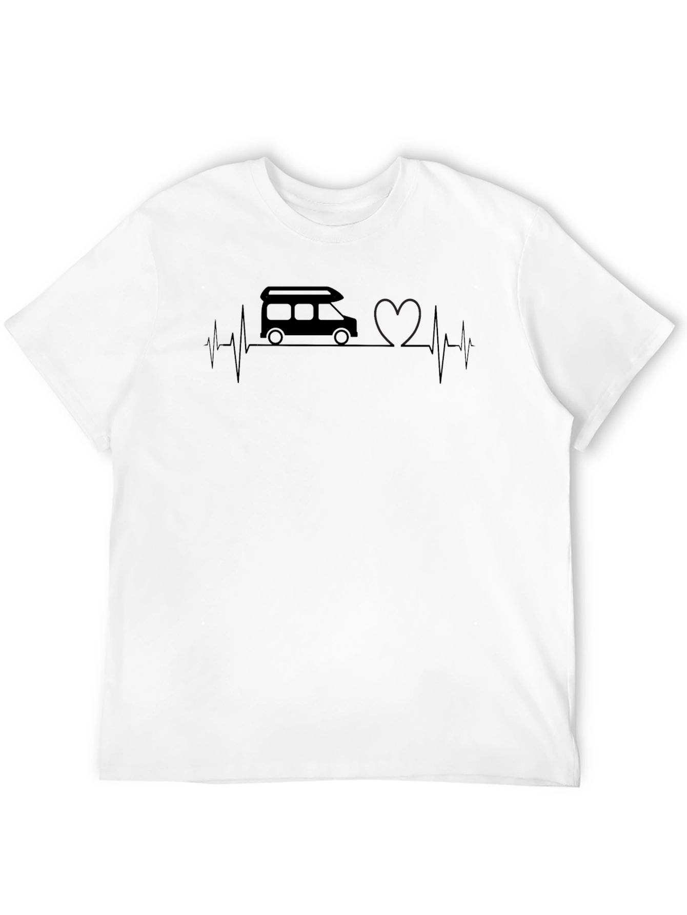 Black Camper Van Heartbeat Graphic Tee - Unisex view 12