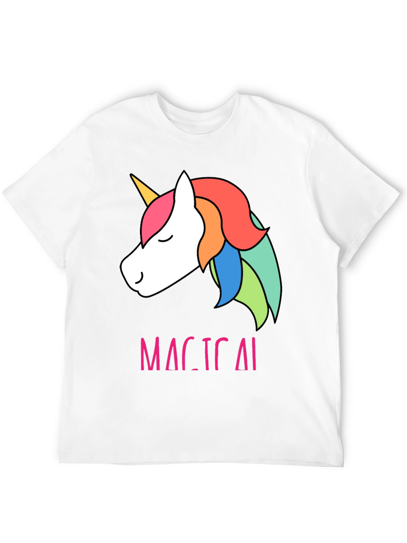 Black Magical Unicorn T-Shirt - Cute Rainbow Design view 12