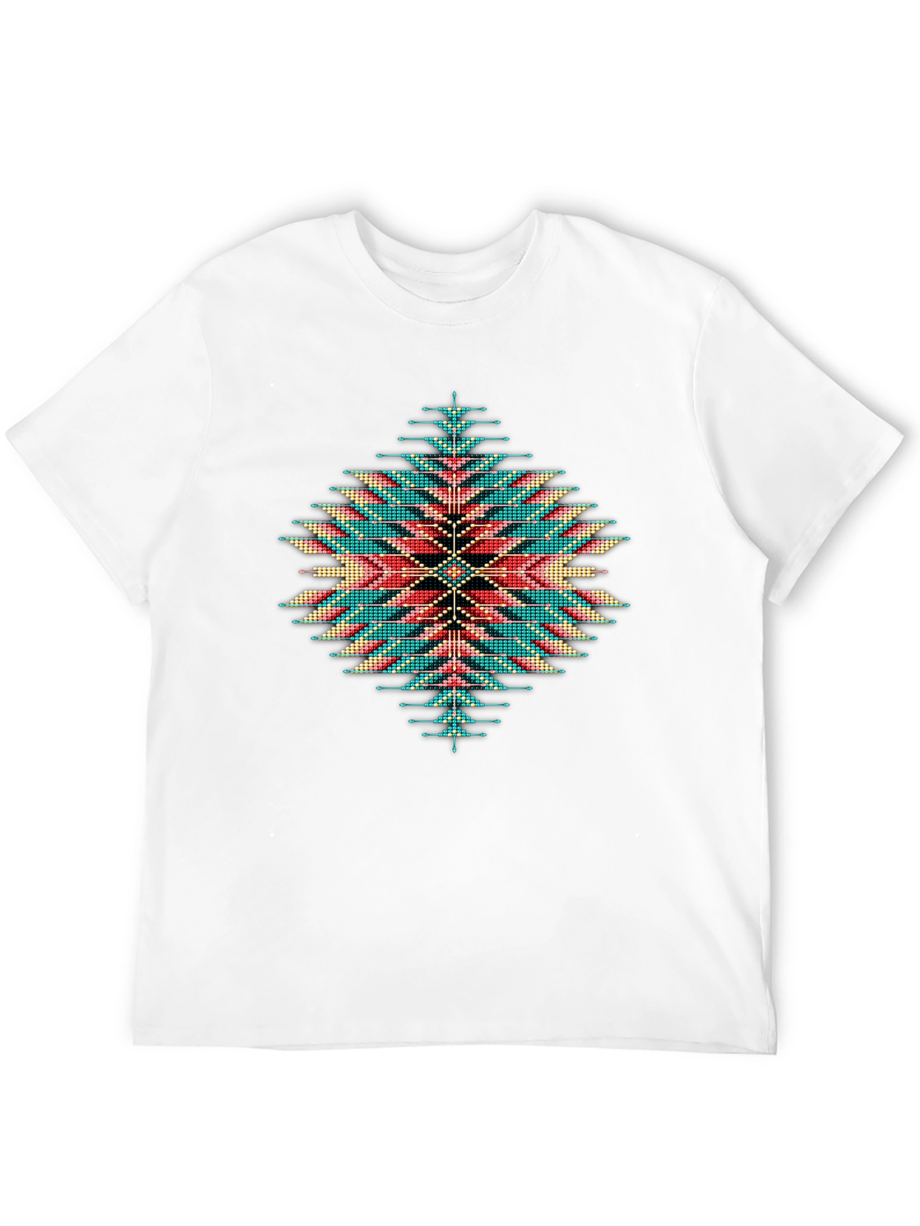 Black Aztec Geometric Pattern T-Shirt view 12