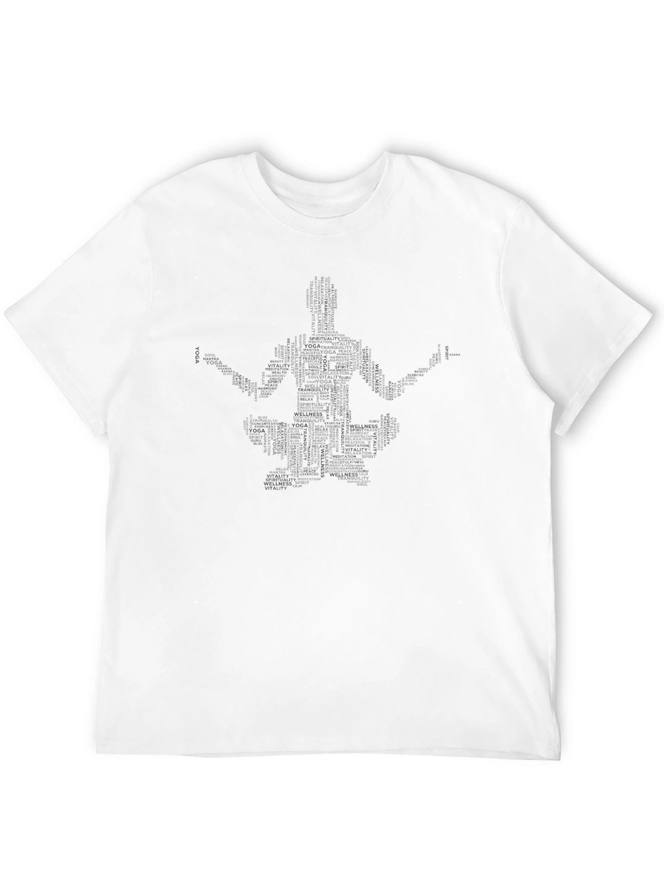 Black Yoga Word Art T-Shirt - Meditating Pose Design view 12