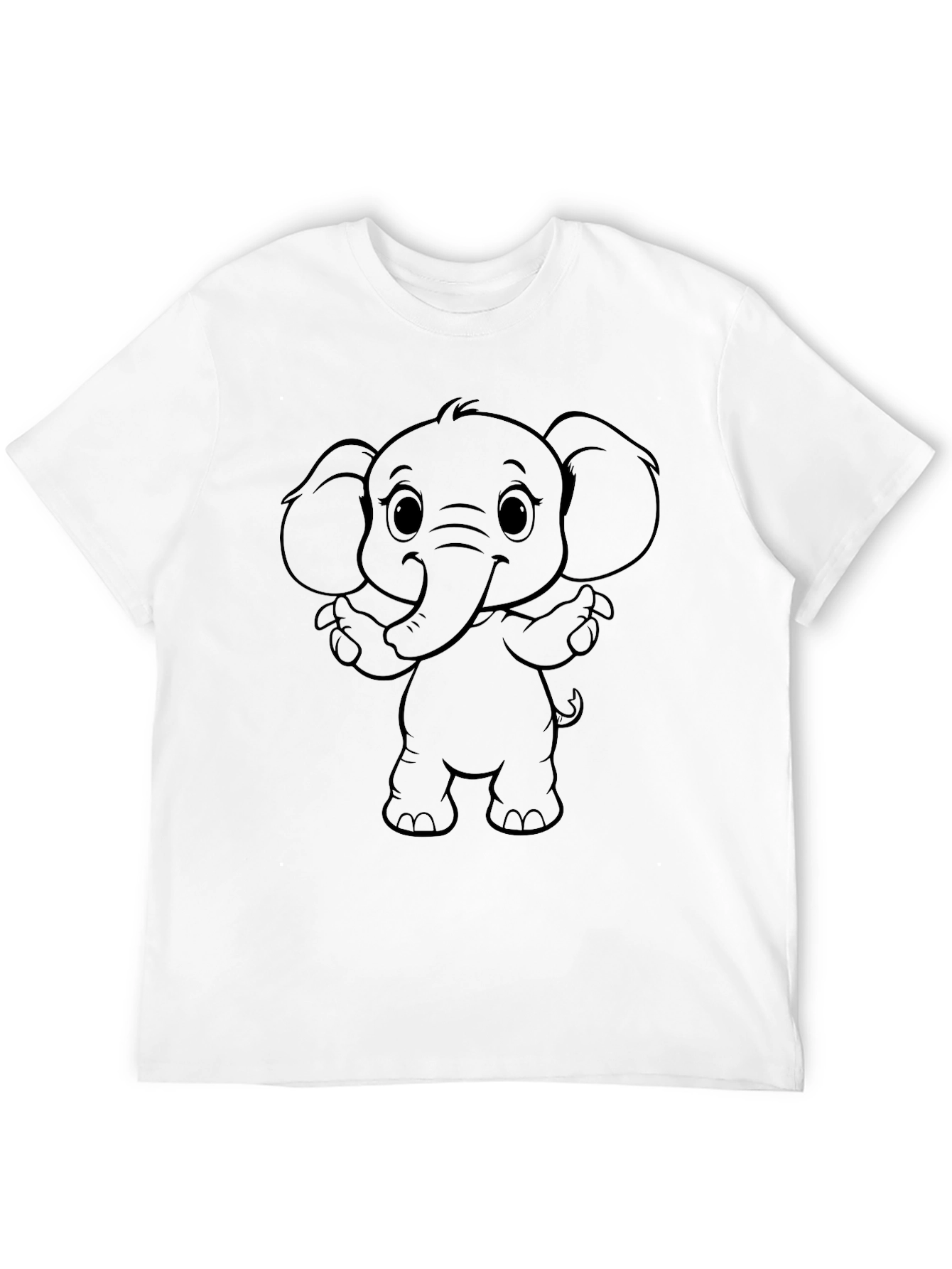 Black Cute Elephant Graphic Tee - Black Cotton Blend view 12