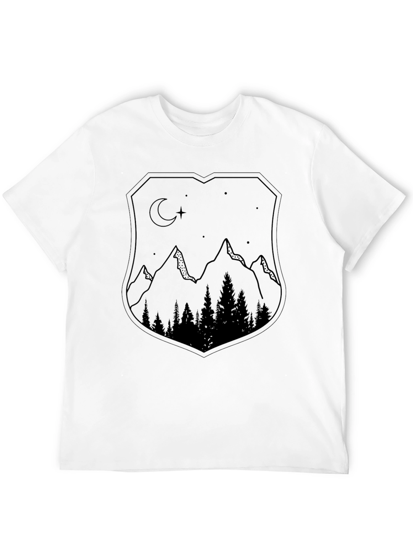 Black Mountain Night Scene Graphic Tee - Black Unisex Shirt view 12