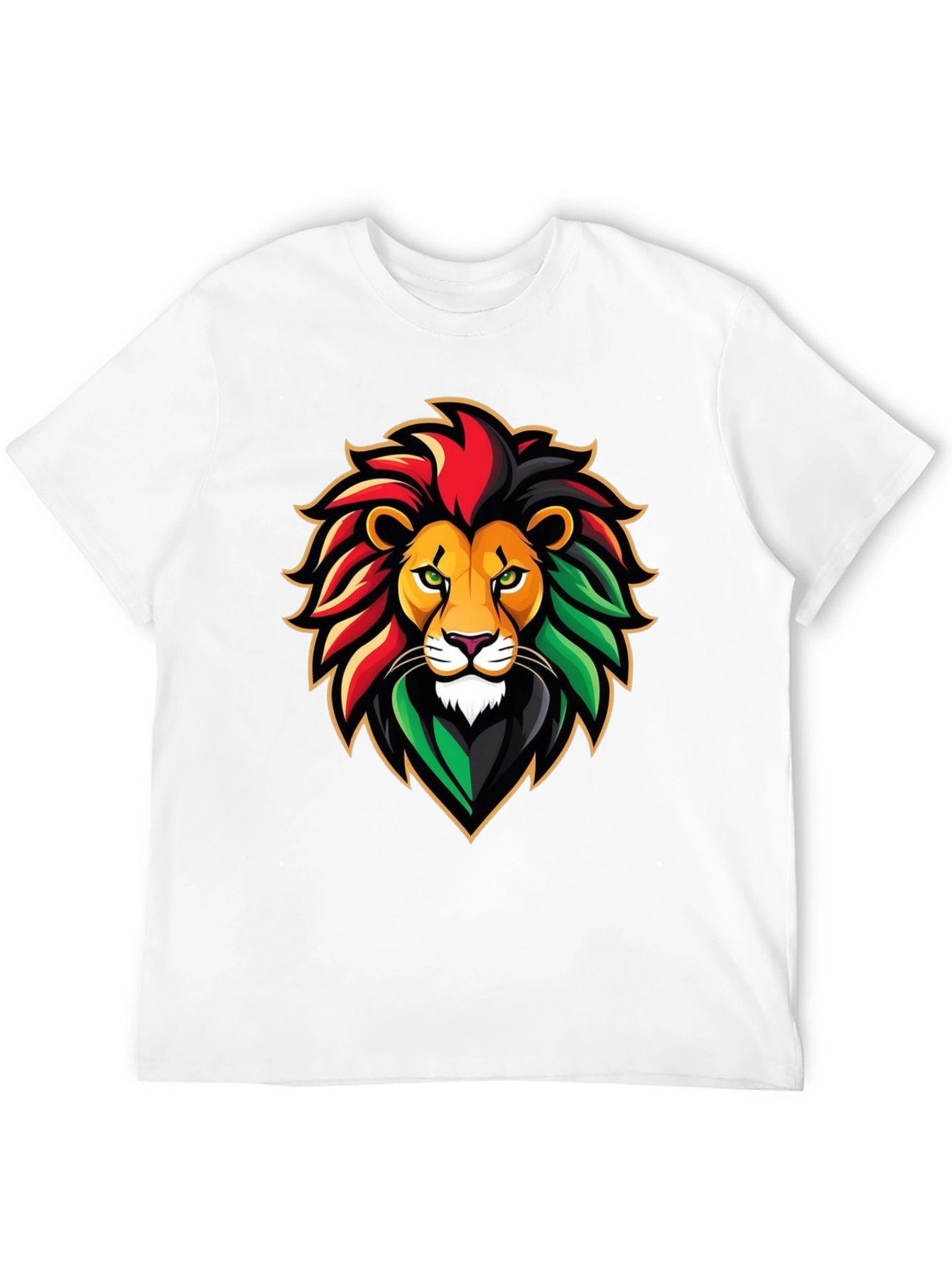 Black Rasta Lion Graphic Tee - Black Cotton T-Shirt view 12