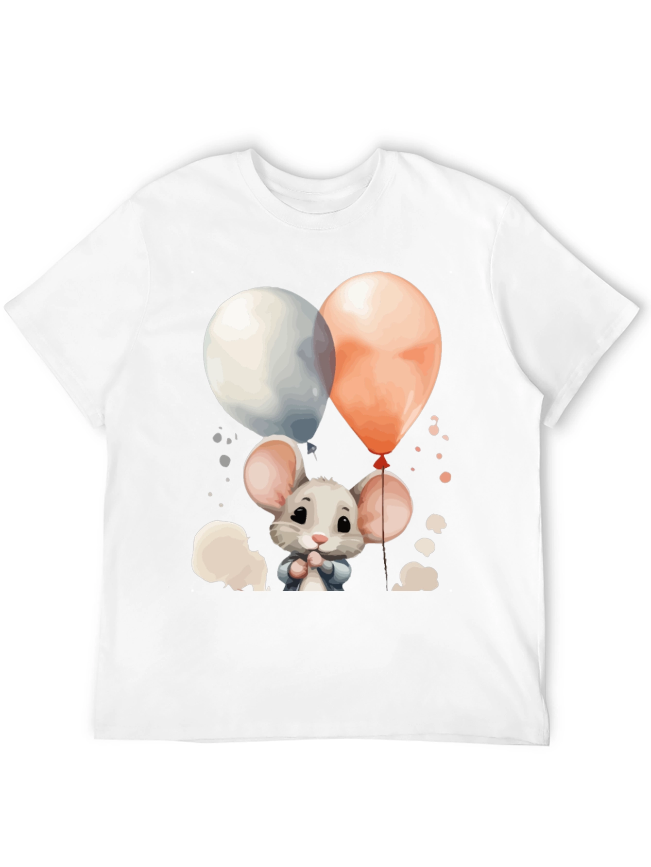 Black Cute Mouse Balloons Graphic Tee - Black Cotton Blend view 12
