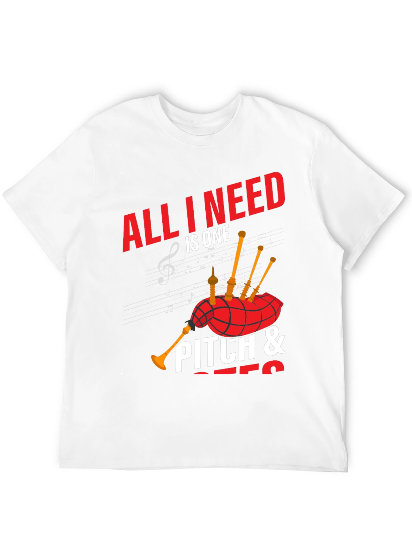 Black Bagpipe Music T-Shirt - All I Need is One Pitch view 12