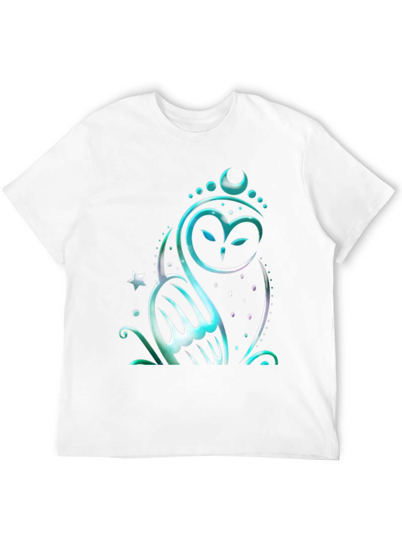 Black Mystical Owl Graphic Tee - Black Cotton Blend Shirt view 12