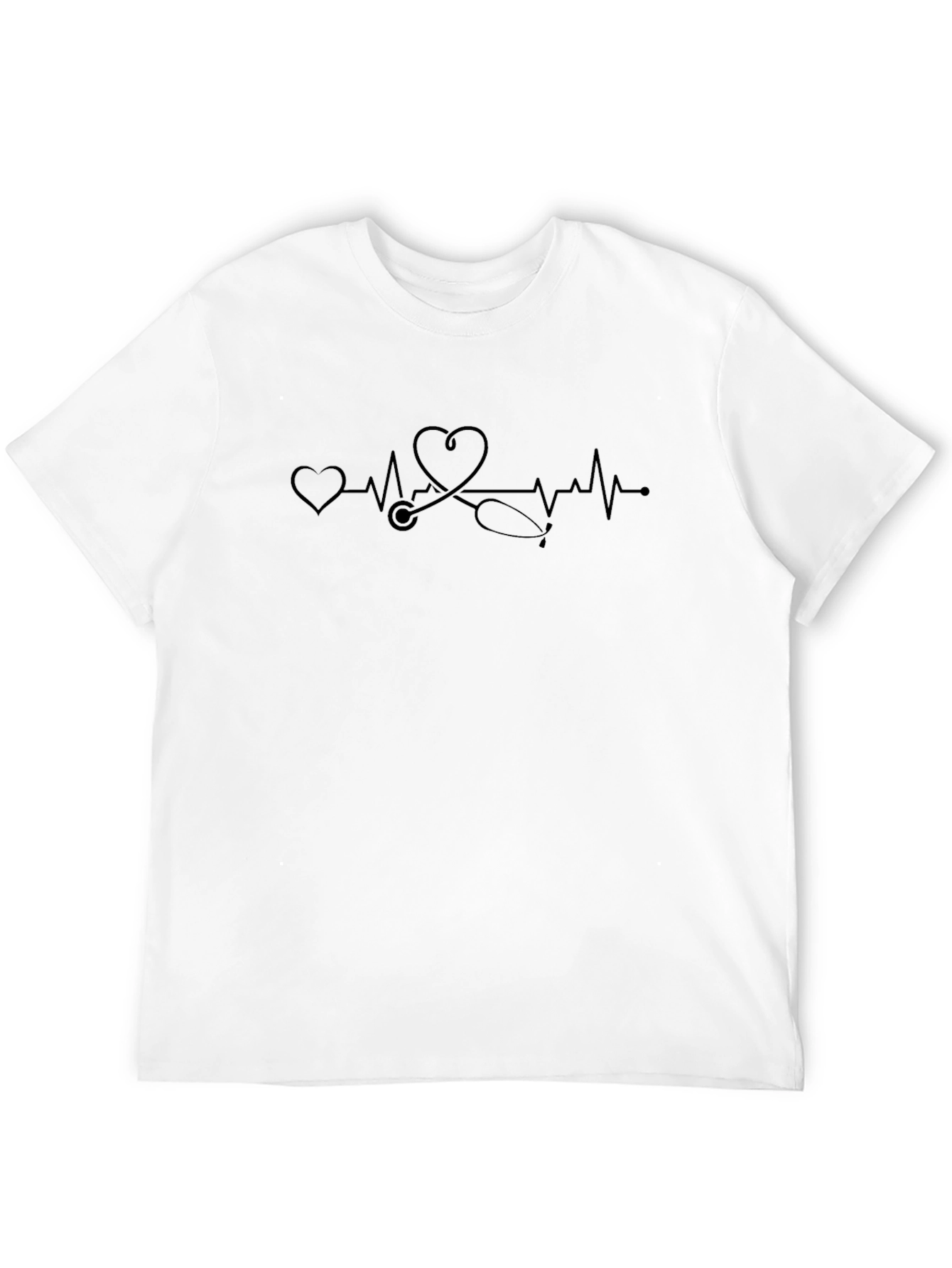 Black Heartbeat Stethoscope Graphic Tee - Unisex view 12
