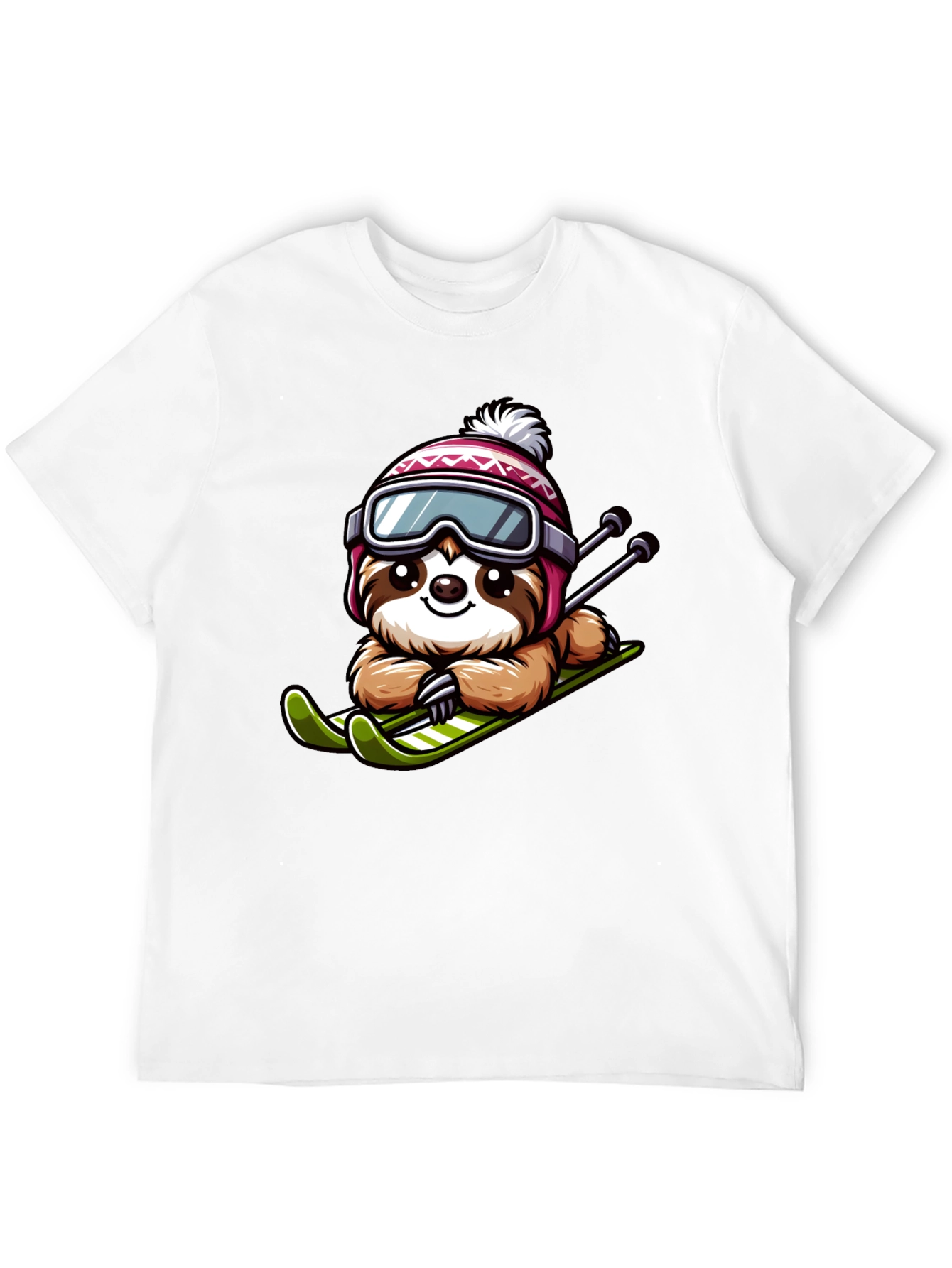 Black Skiing Sloth Graphic Tee - Winter Fun view 12