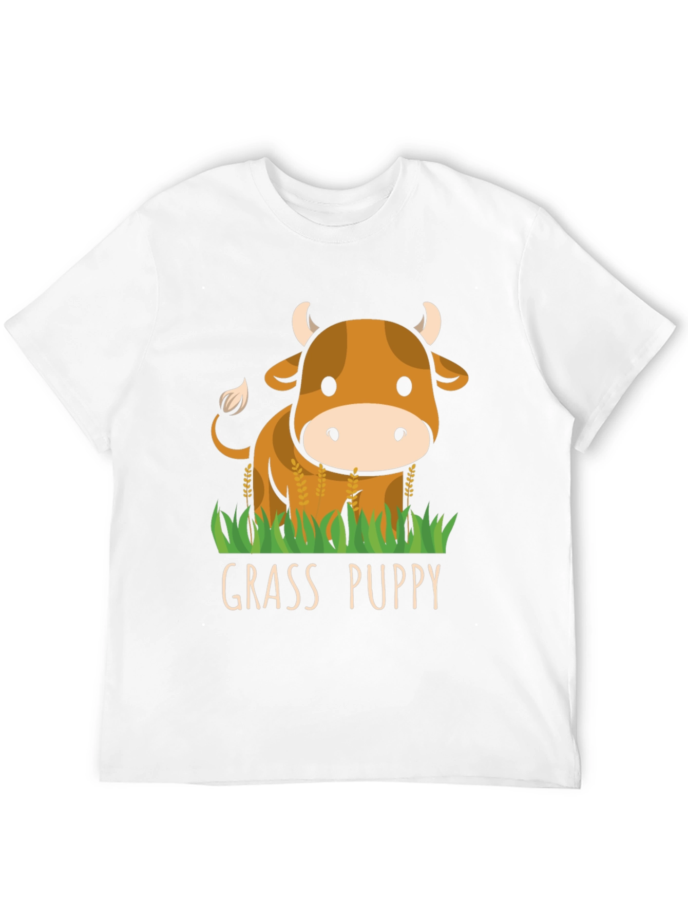 Black Grass Puppy Cute Cow Graphic T-Shirt view 12