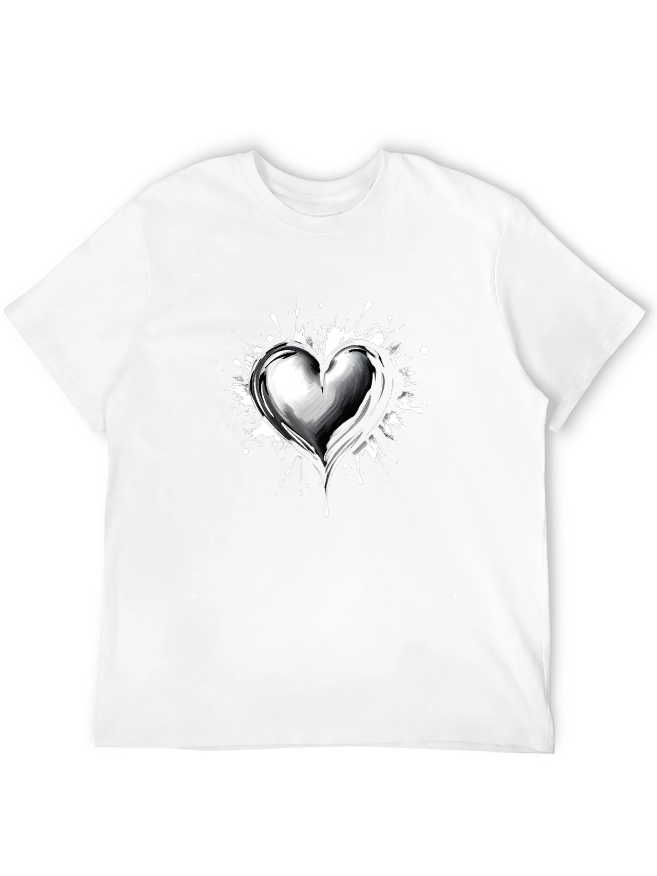 Black Heart Splatter Graphic Tee - Black Cotton Blend view 12