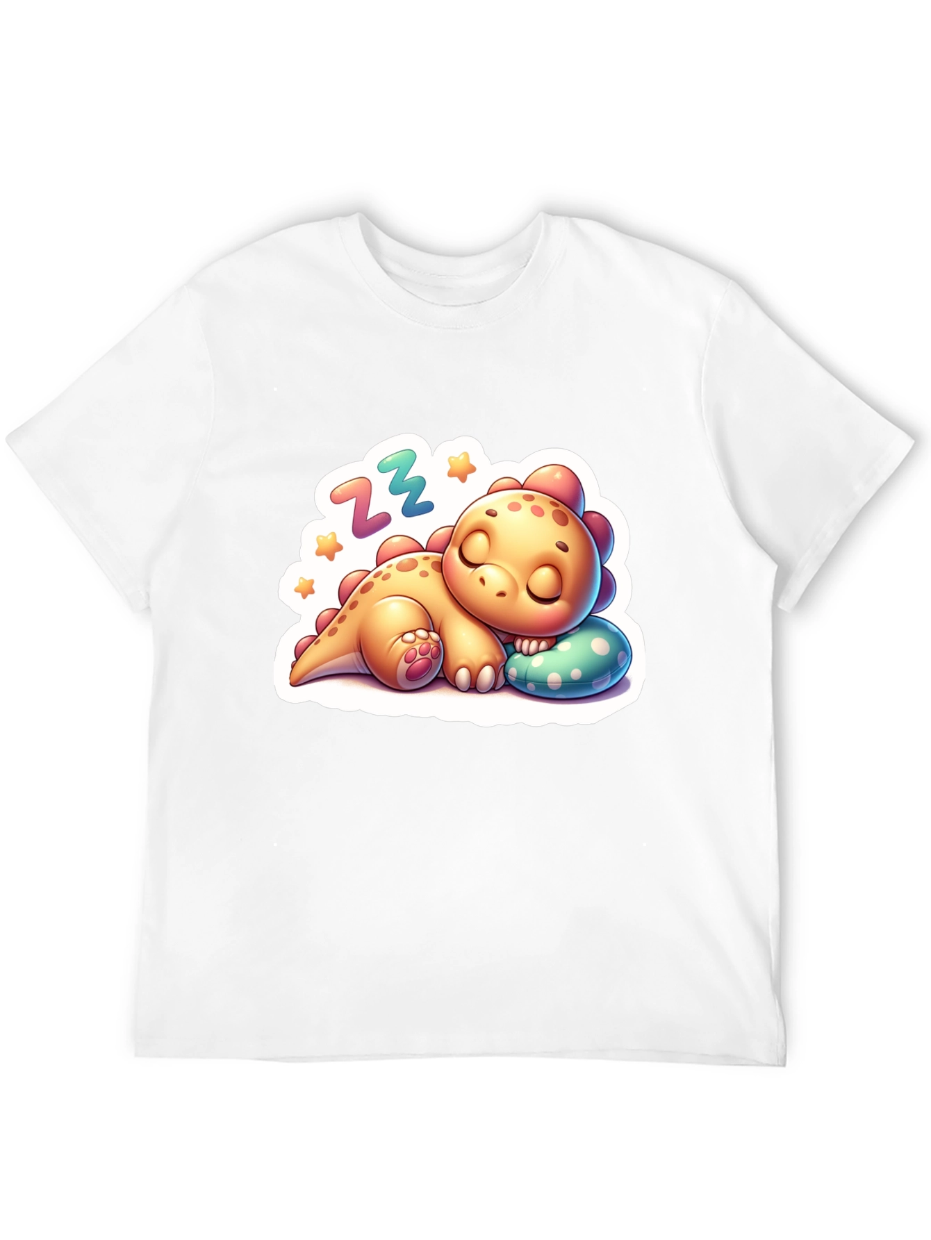 Black Cute Sleeping Dinosaur T-Shirt - Comfortable Cotton Blend view 12