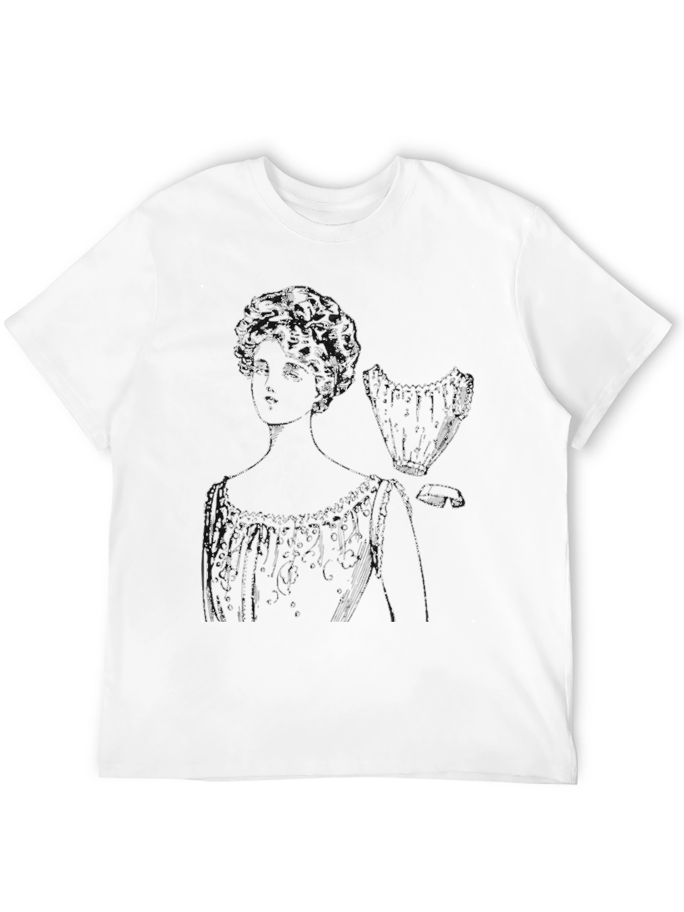 Black Vintage Woman Sketch Black T-Shirt view 12