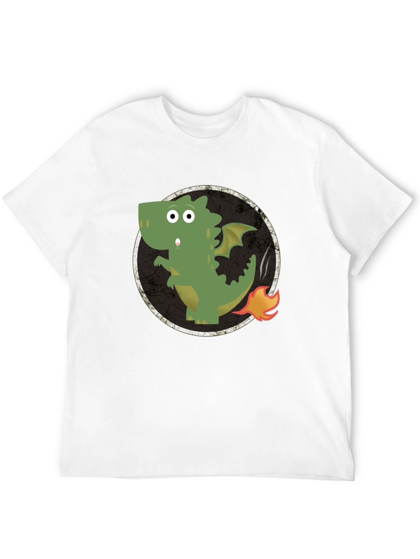 Black Dragon Fire Tail Graphic Tee - Black Cotton T-Shirt view 12