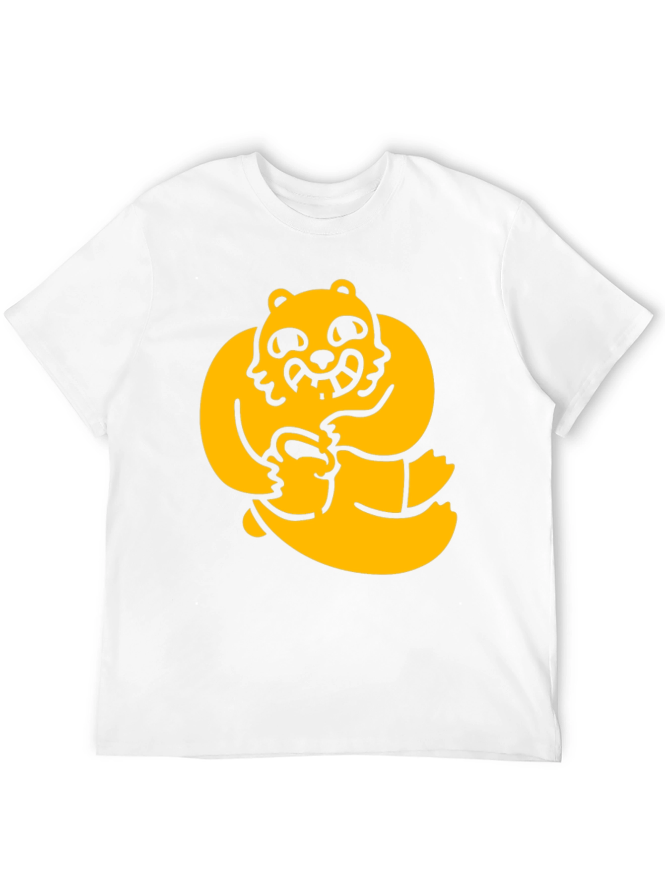 Black Men's Black Tee with Cartoon Bear Graphic view 12