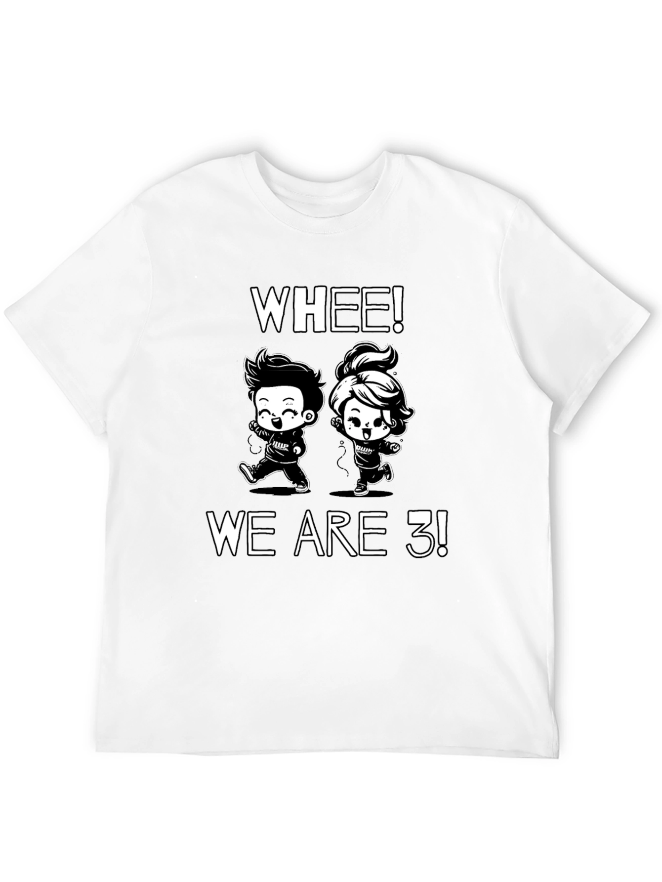 Black Whee! We Are 3! Cartoon T-Shirt view 12
